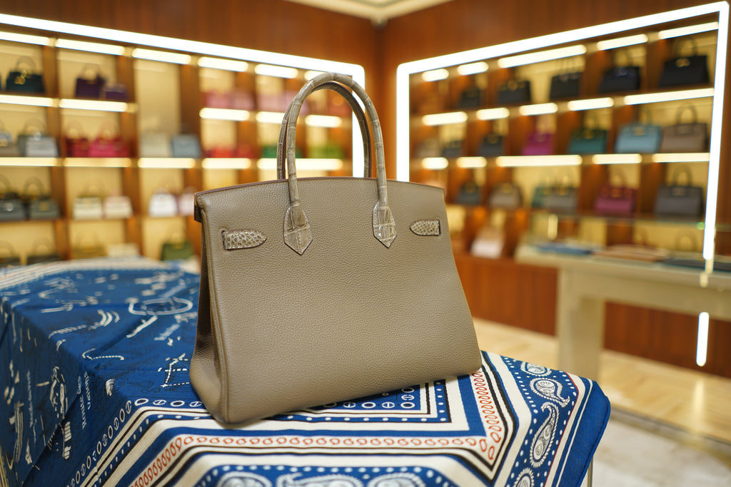 Hermes | Birkin 30 – Touch – Togo & Niloticus Crocodile – Taupe – Palladium Hardware