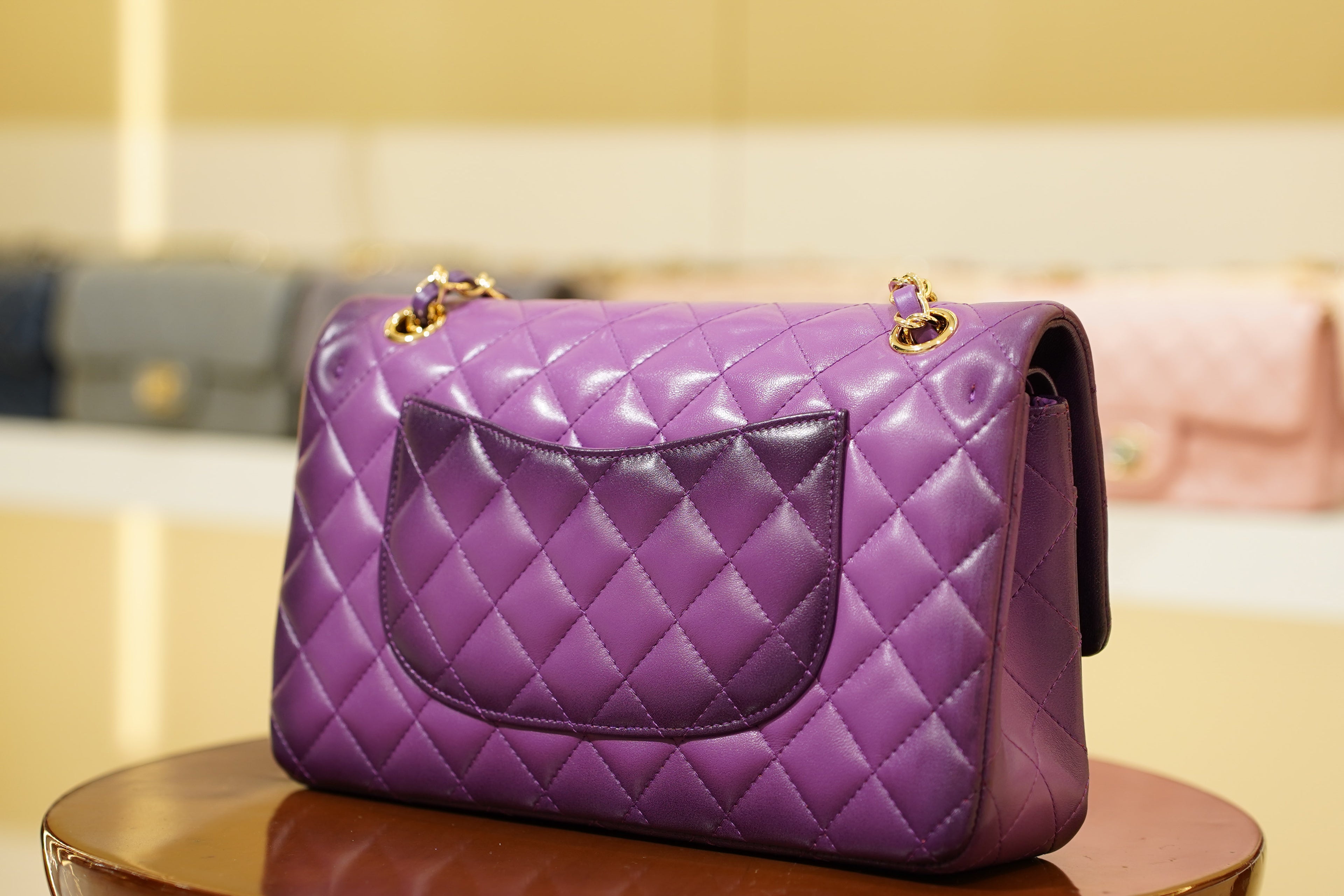 Chanel | Classic Flap Bag – Medium – Lambskin – Purple – Gold Hardware