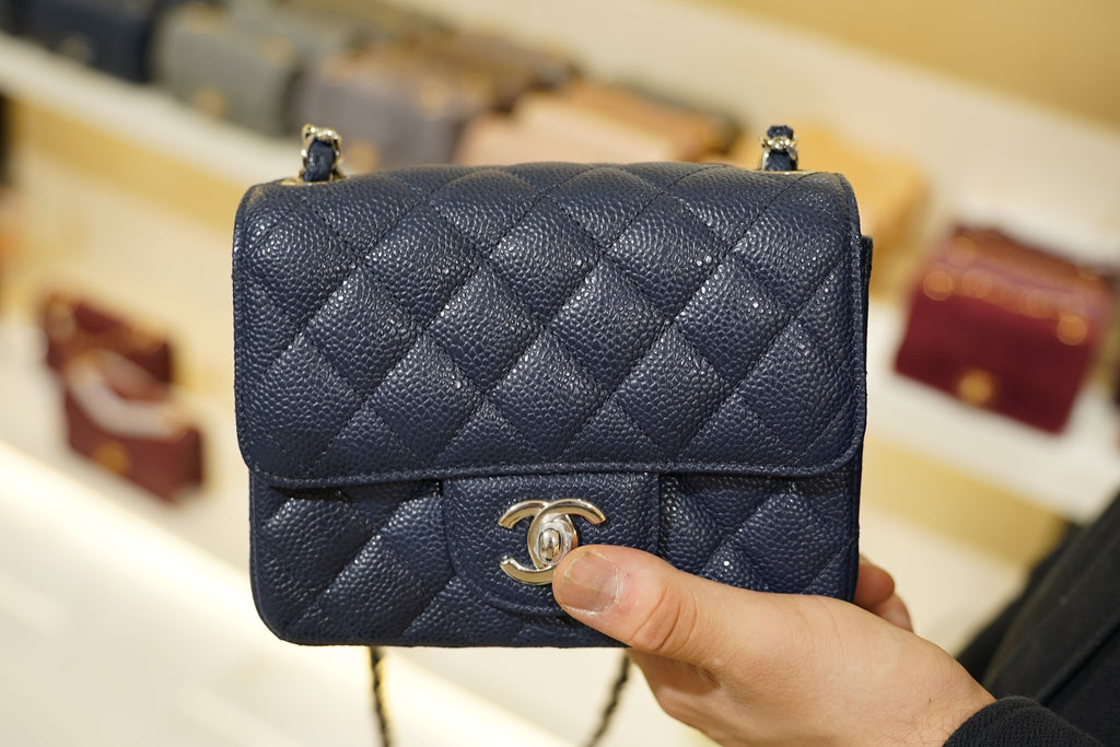 Chanel | Square Mini Flap Bag – Leather – Navy – Gold Hardware