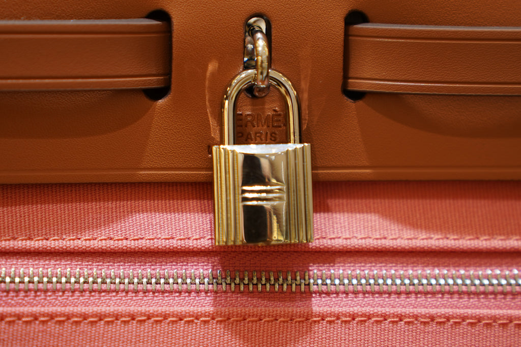 Hermes | Herbag Medium – Canvas – Pink and Tan – Silver Hardware