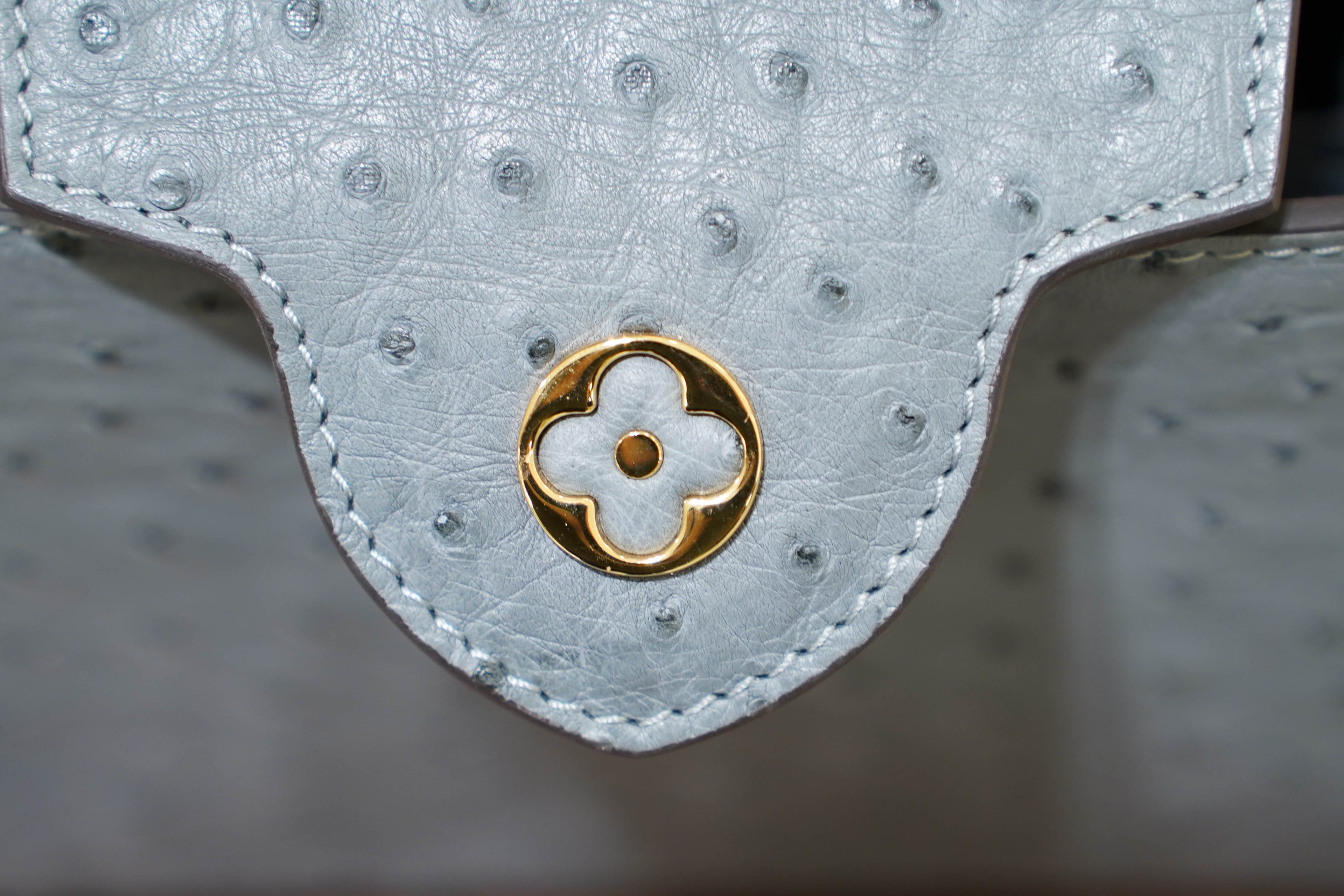 Louis Vuitton | Capucines Medium – Ostrich Leather – Grey – Gold Hardware