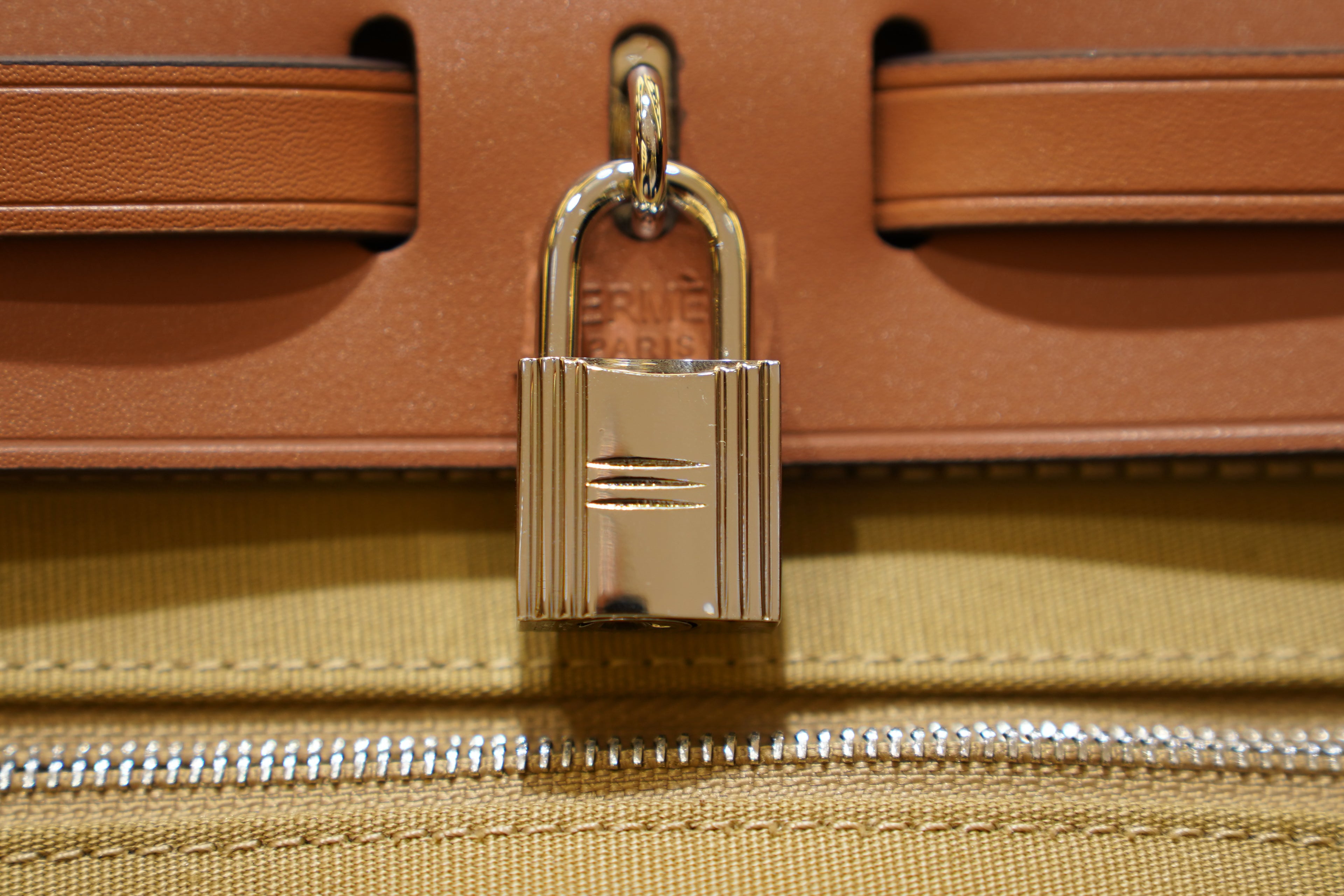 Hermes | Herbag Medium – Canvas – Beige and Pink – Gold Hardware