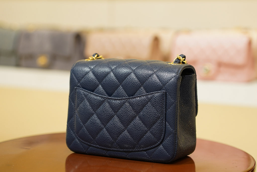 Chanel | Square Mini Flap Bag – Lambskin – Navy – Gold Hardware