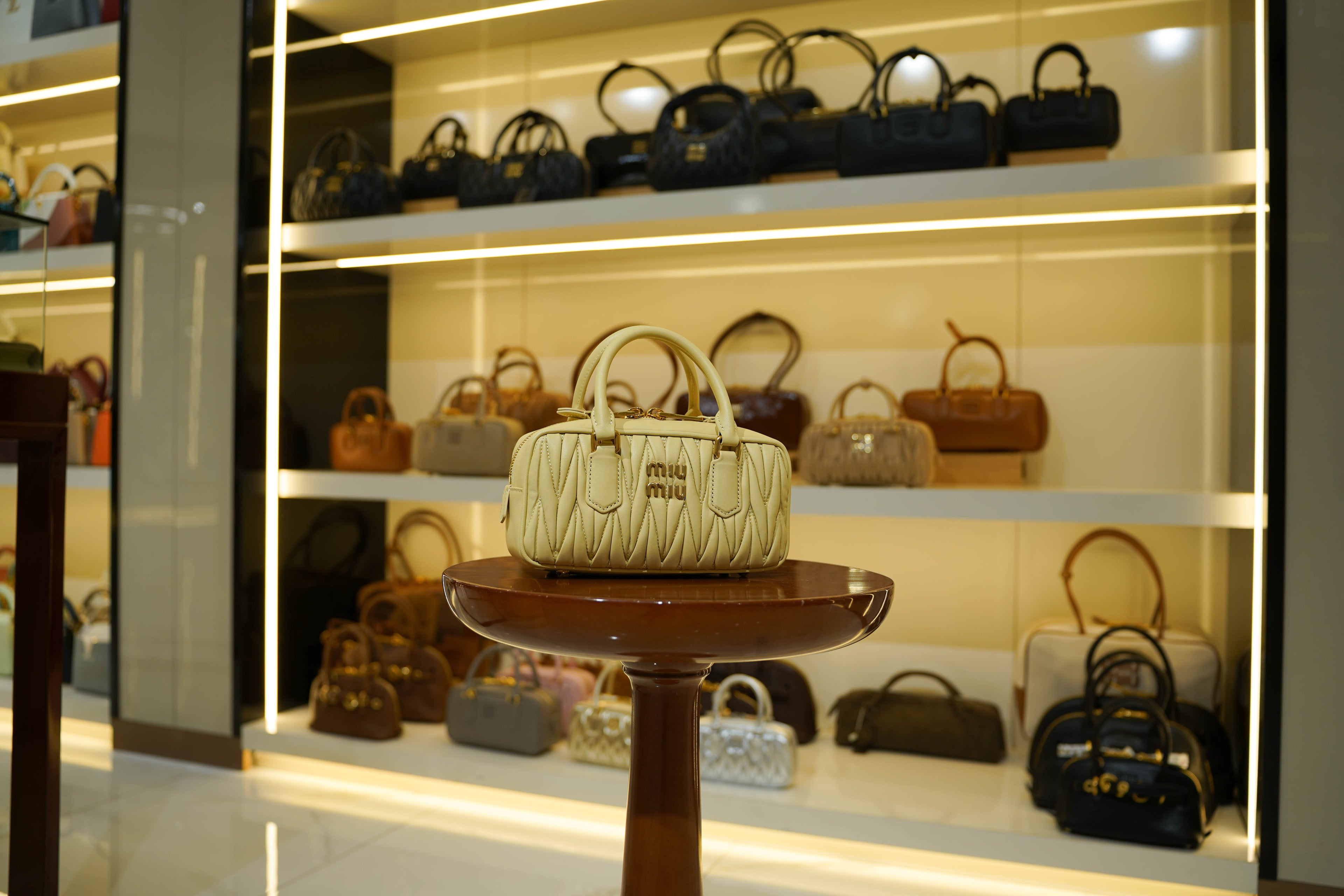 Miu Miu | Arcadie (Medium) – Matelassé – Yellow – Gold Hardware