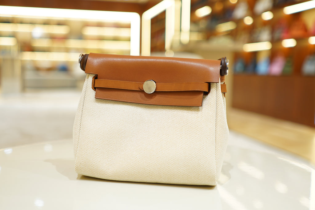 Hermes | Herbag Mini – Canvas – Beige – Silver Hardware