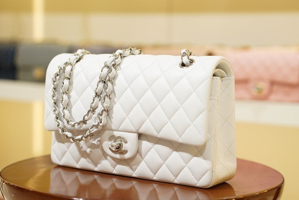 Chanel | Classic Flap Bag – Medium – Leather – White – Silver Hardware