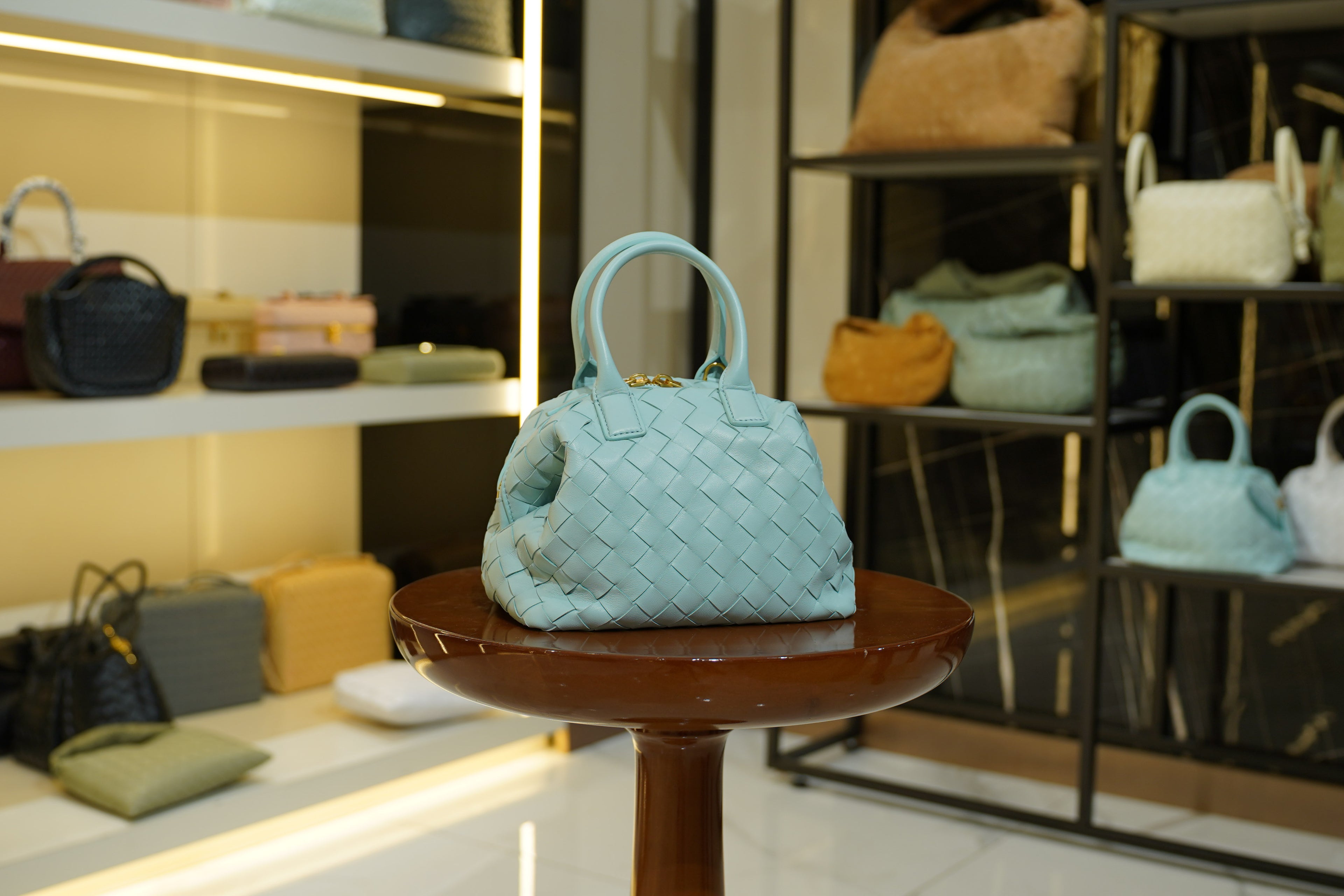 Bottega Veneta | Mini Jodie (Mini) – Lambskin – Aqua – Gold Hardware