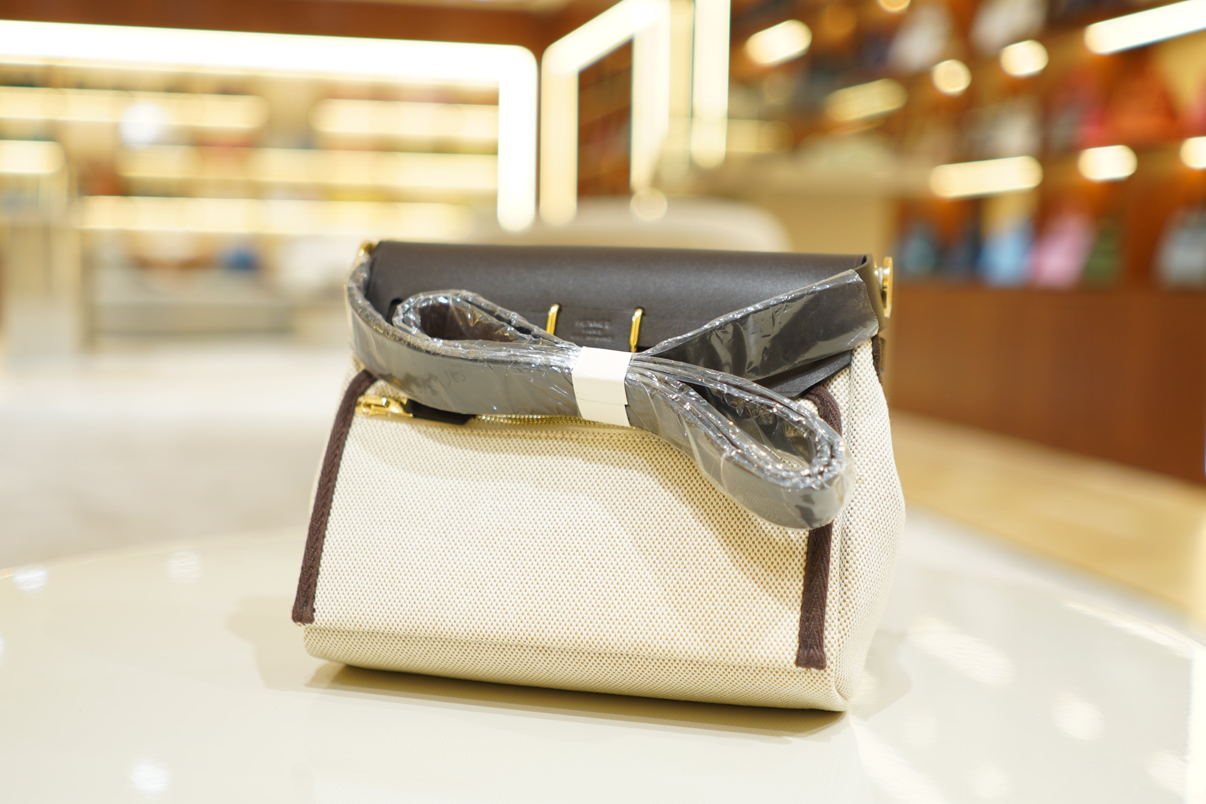 Hermes | Herbag Mini – Canvas – Beige – Gold Hardware