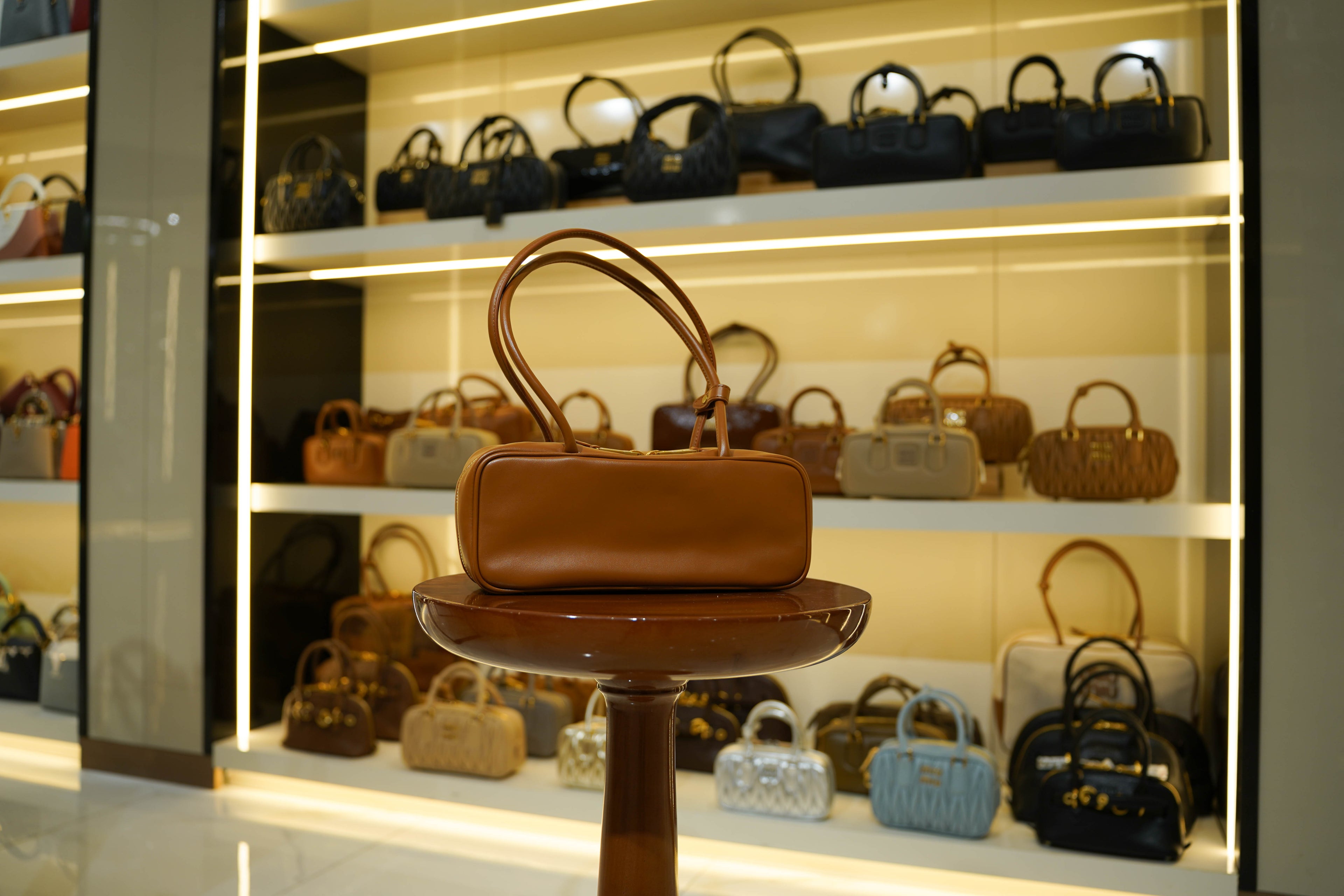 Miu Miu | Beau – Leather – Brown – Gold Hardware