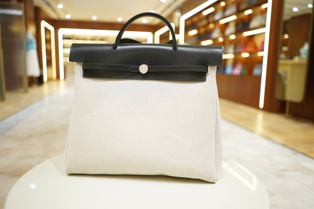 Hermes | Herbag Large – Canvas – Beige – Silver Hardware