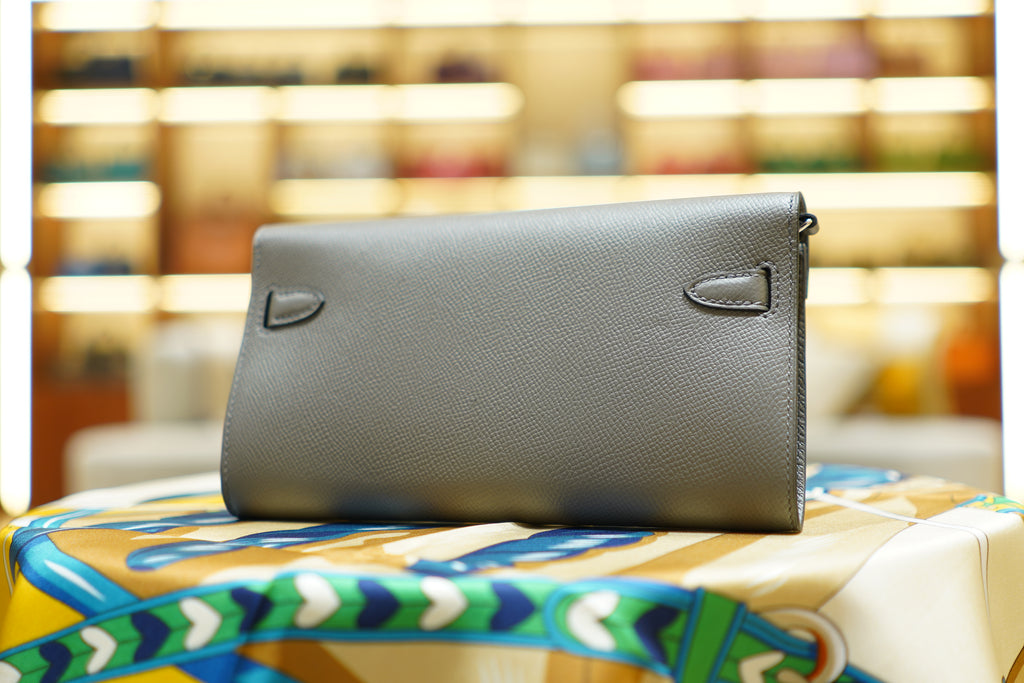 Hermes | Kelly To Go Wallet – Epsom – Grey – Silver Hardware