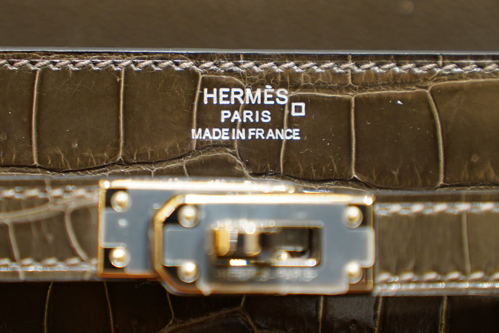 Hermes | Kelly To Go Wallet - Crocodile Leather – Grey – Silver Hardware