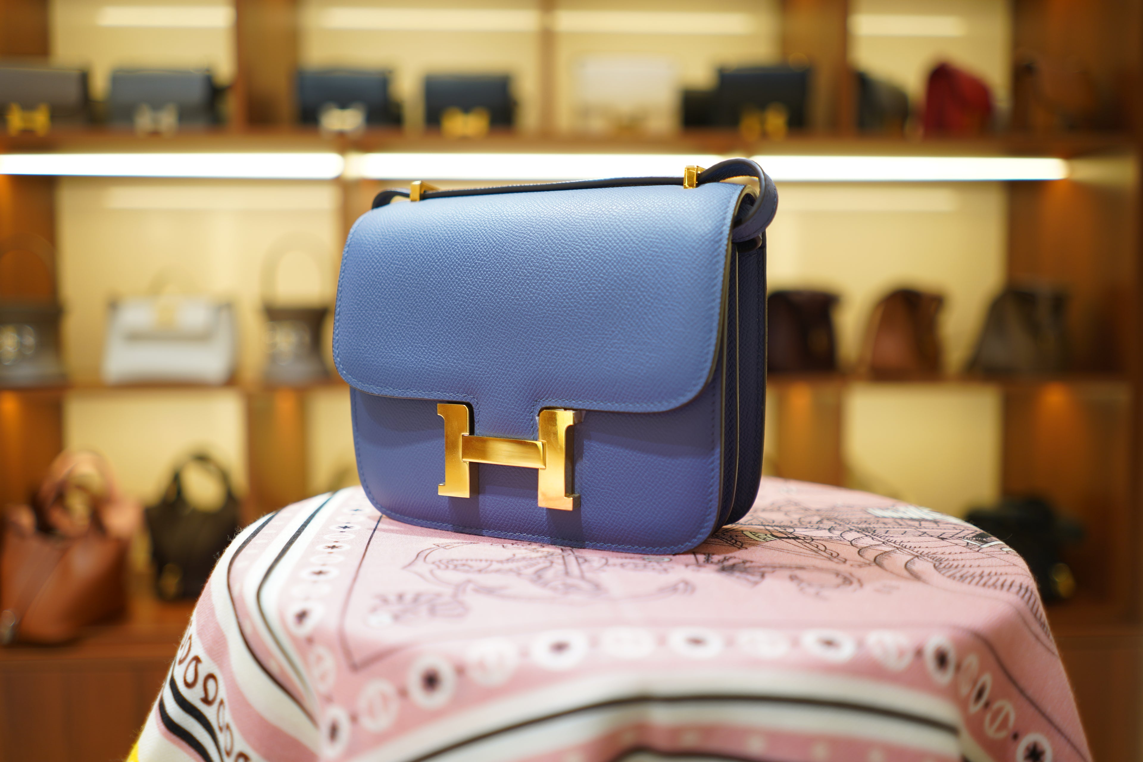 Hermes | Constance – Epsom – Blue – Gold Hardware