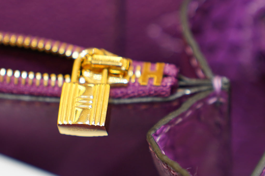 Hermes | Kelly To Go Wallet – Crocodile Leather – Purple – Gold Hardware