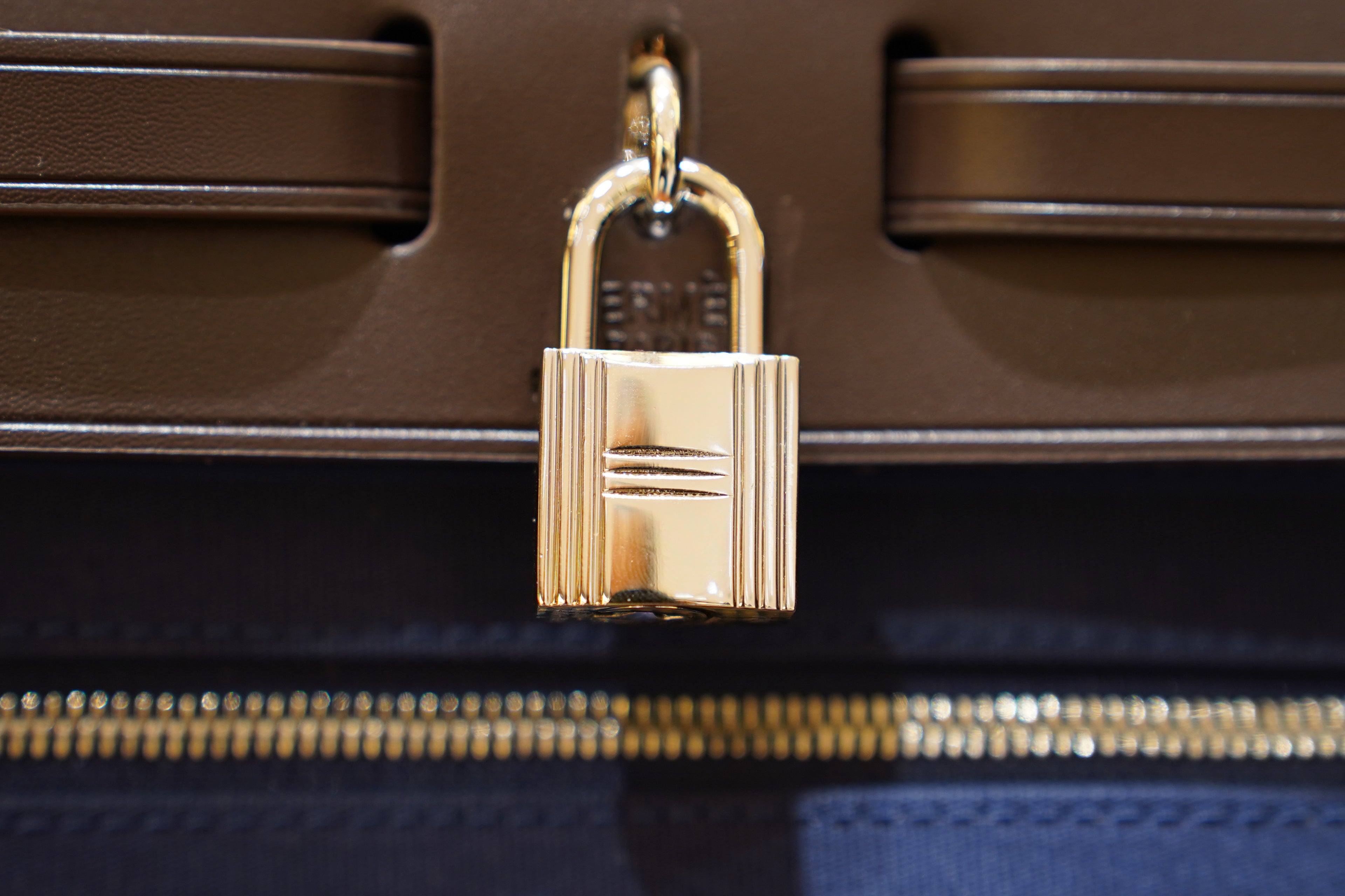 Hermes | Herbag Medium – Canvas – Navy – Gold Hardware