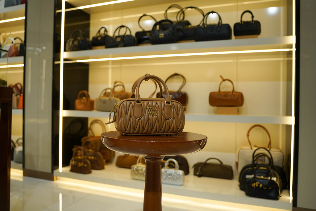 Miu Miu | Arcadie (Medium) – Matelassé – Beige – Gold Hardware