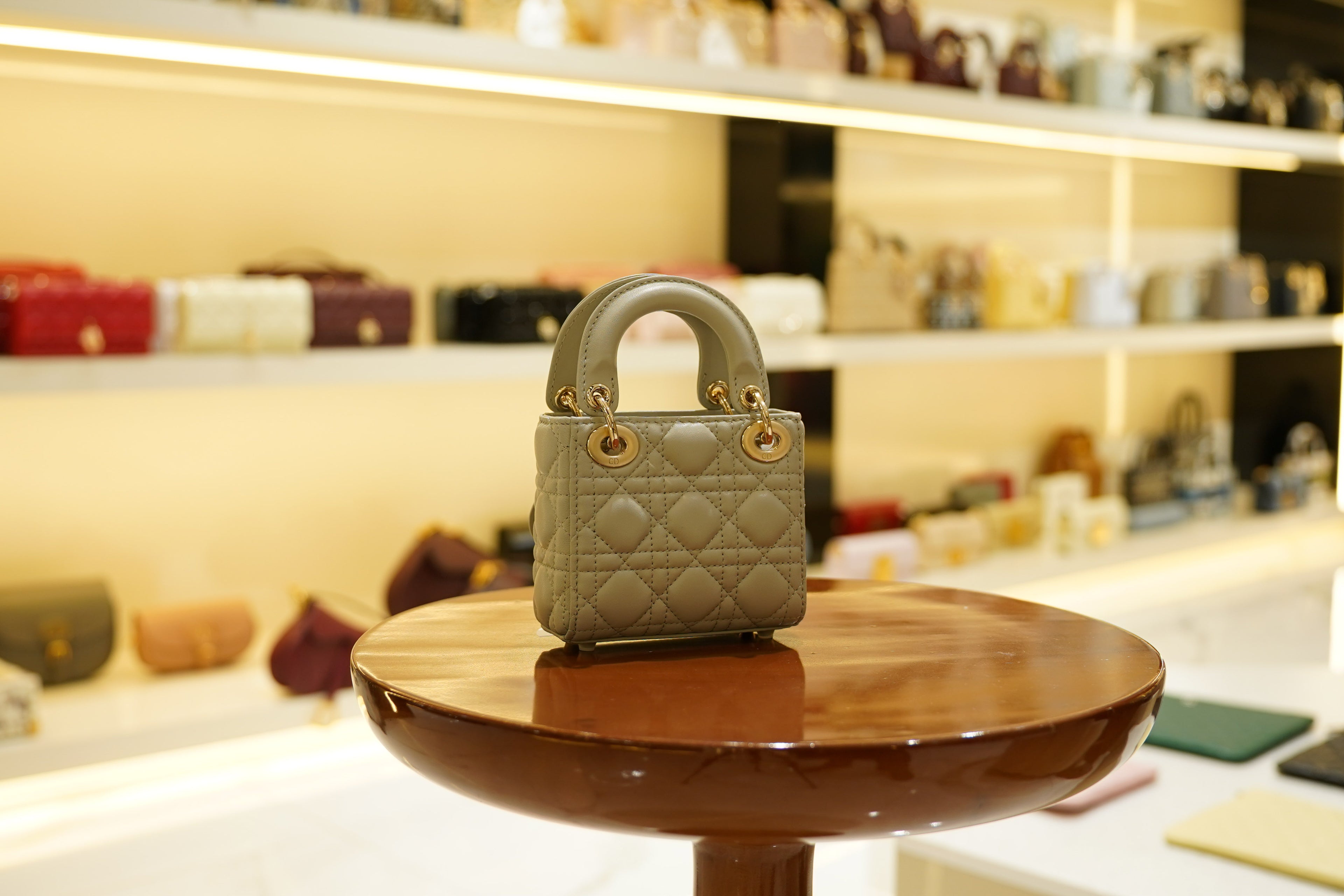 Dior | Lady Dior (Mini) – Lambskin – Gray – Gold Hardware