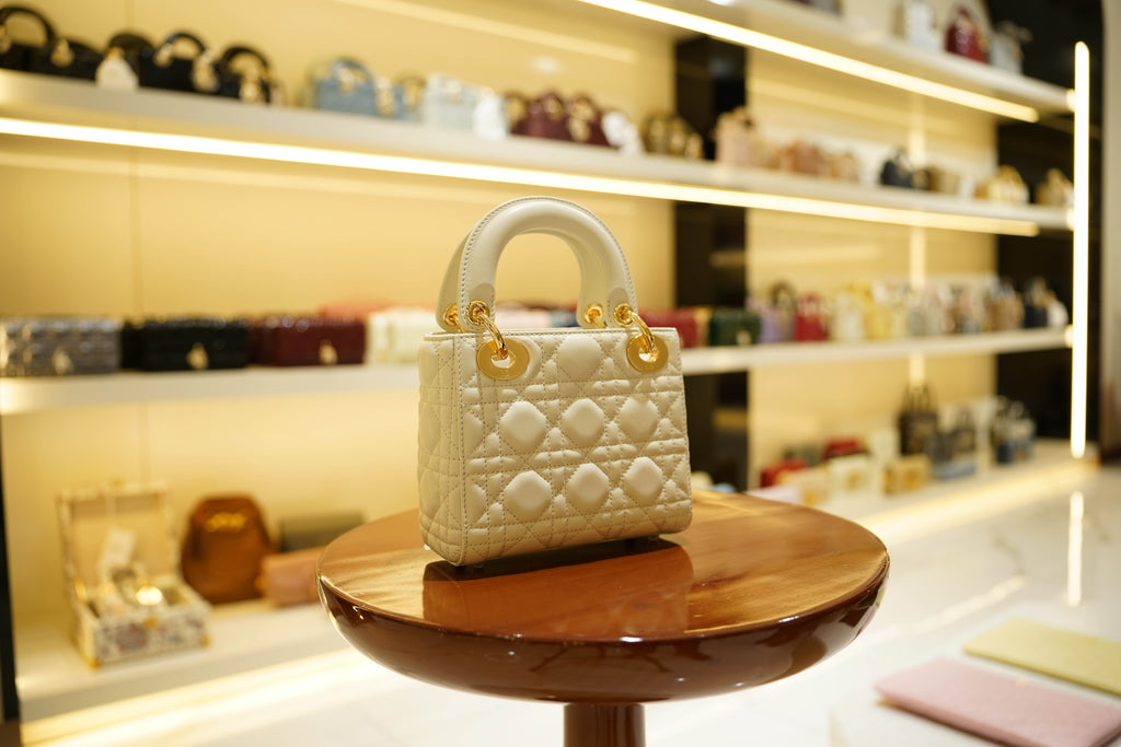 Dior | Lady Dior (Small) – Lambskin – Cream – Gold Hardware