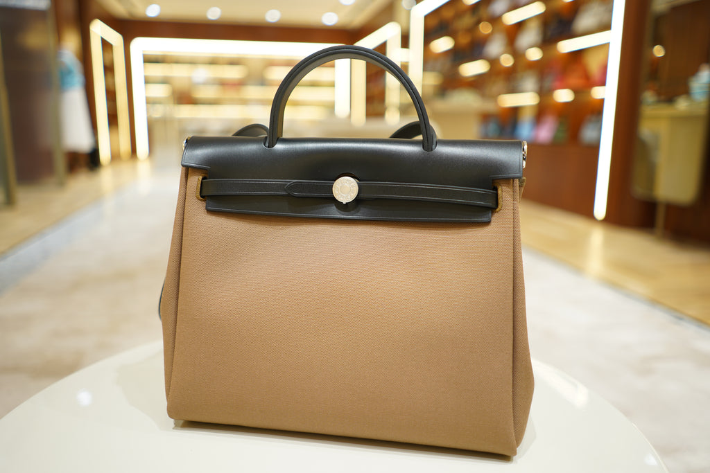 Hermes | Herbag Medium – Canvas – Beige – Silver Hardware