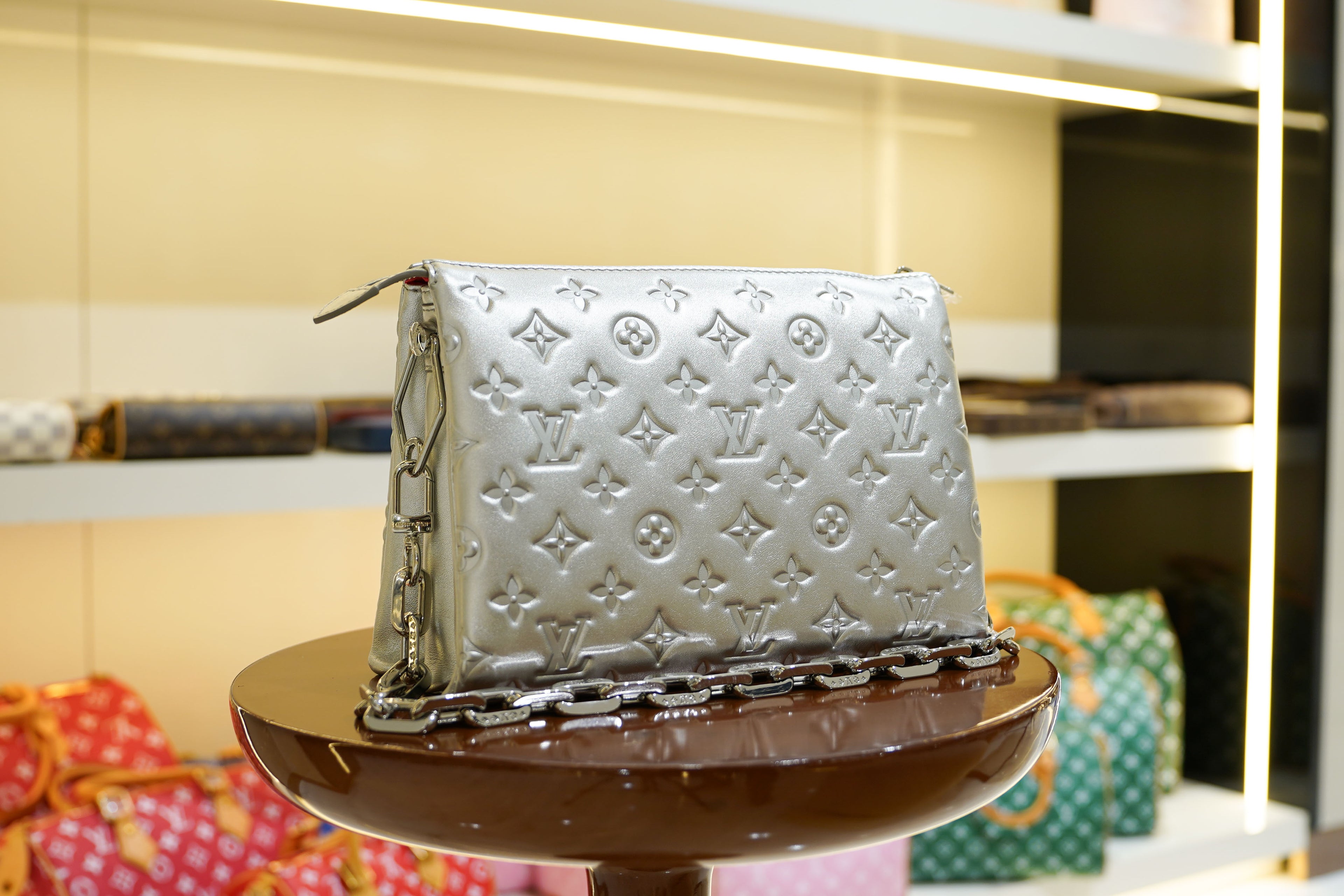 Louis Vuitton | Coussin Medium – Leather – Silver – Silver Hardware