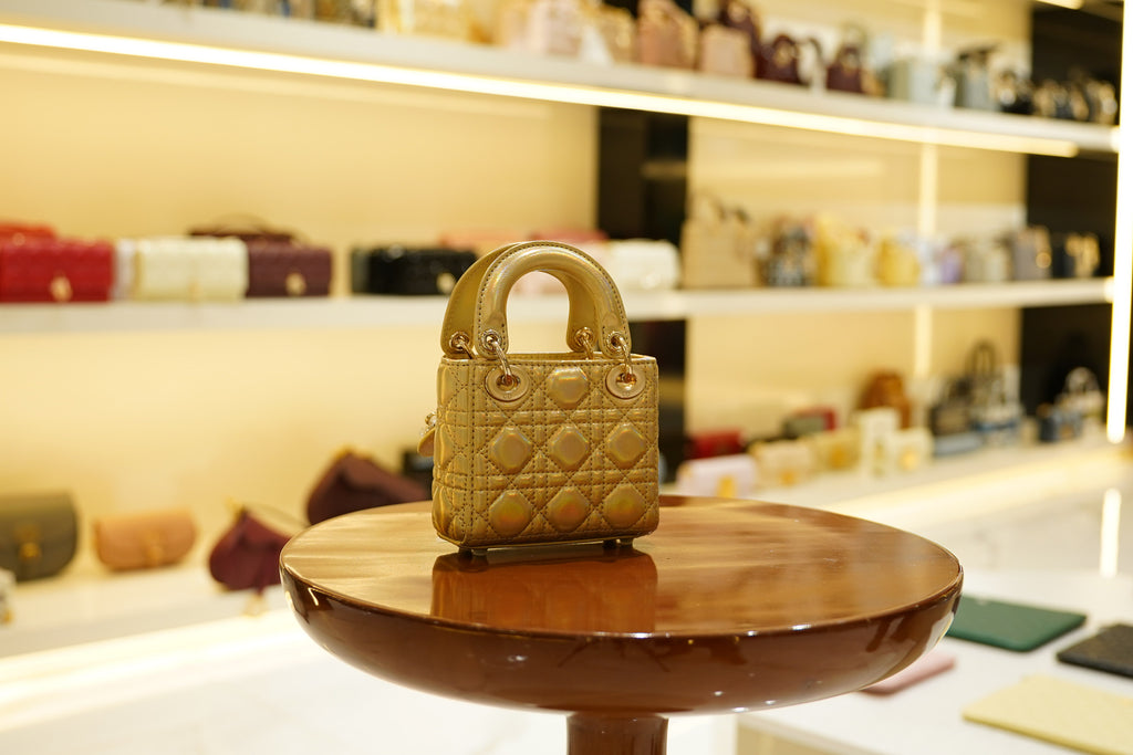 Dior | Lady Dior (Mini) – Patent Leather – Gold – Gold Hardware