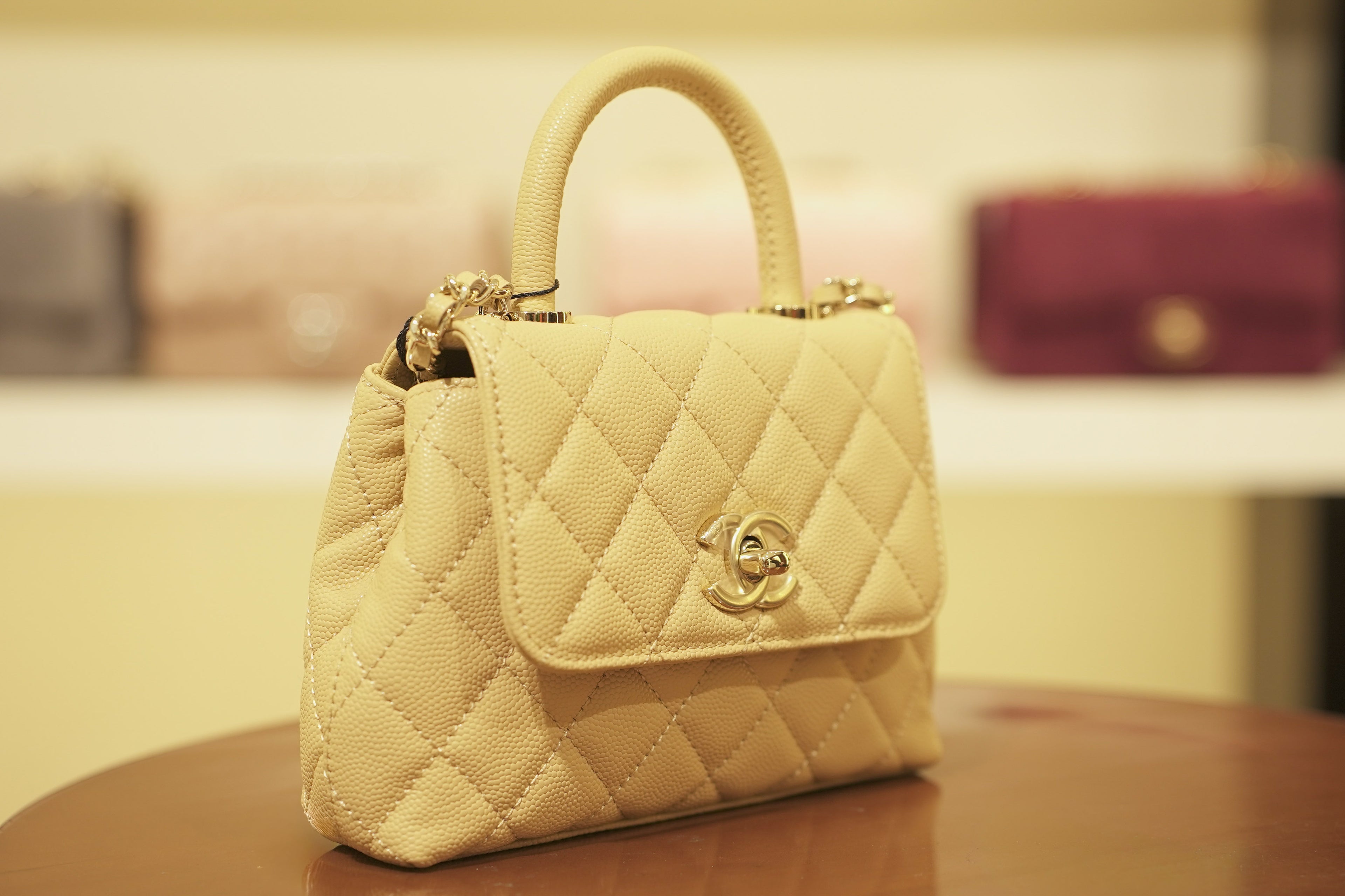Chanel | Coco Mini – Caviar Leather – Beige – Gold Hardware