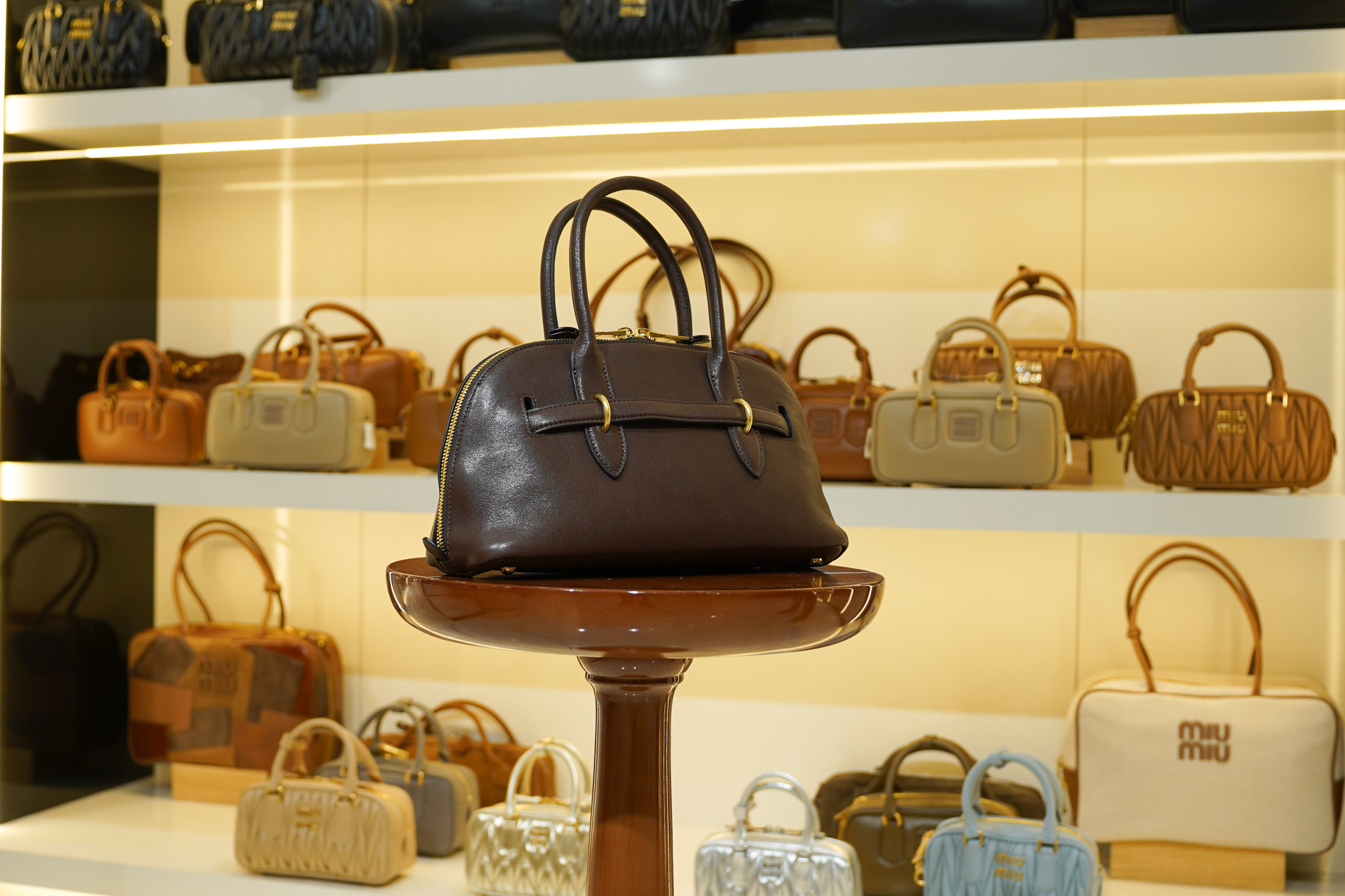 Miu Miu | Bowler Bag (Large) – Leather – Brown – Gold Hardware