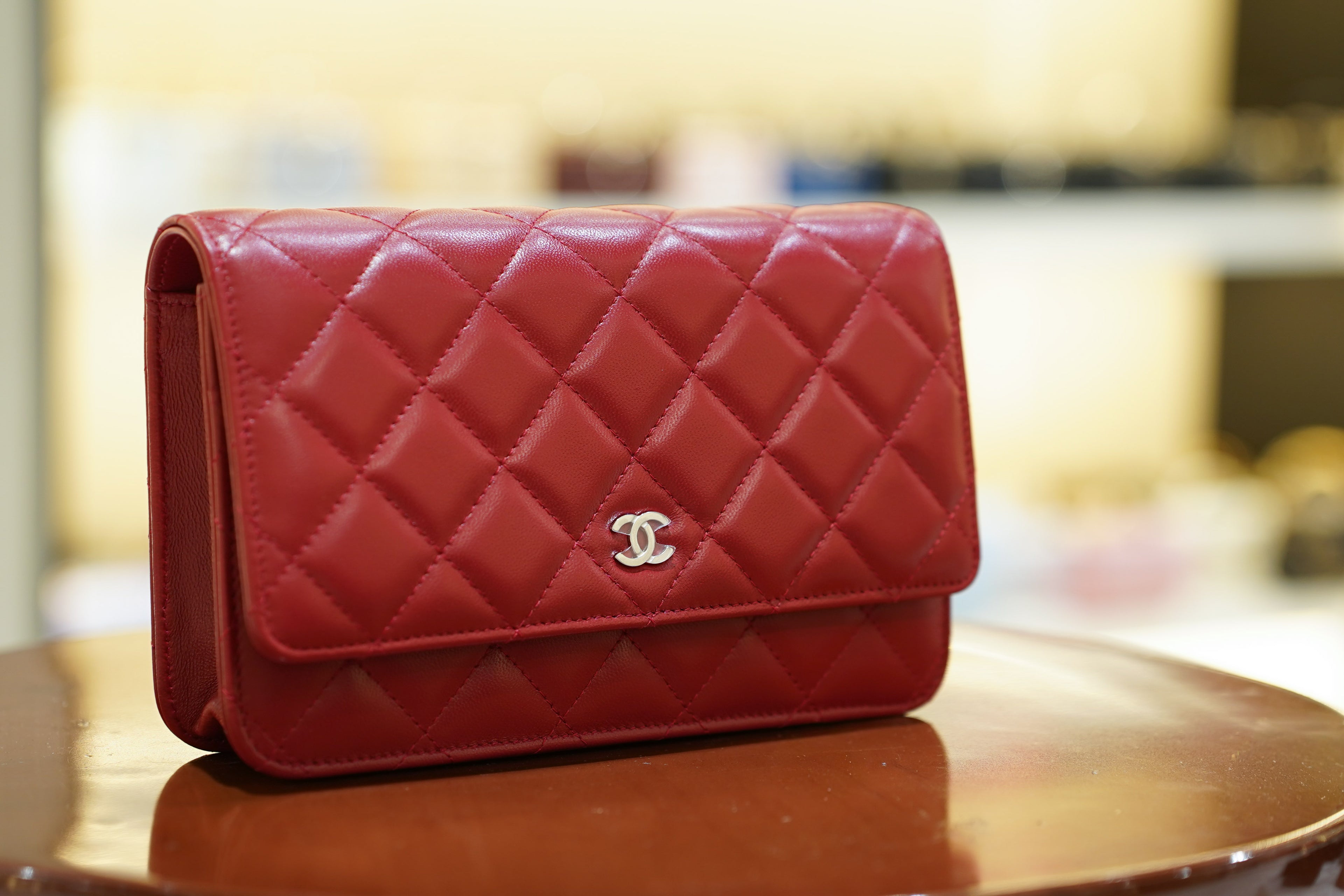 Chanel | Wallet on Chain – Lambskin – Red – Silver Hardware