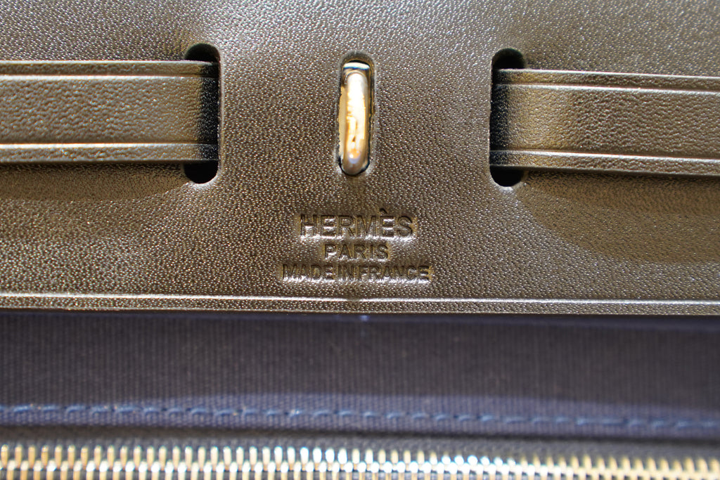 Hermes | Herbag Medium – Canvas – Blue – Silver Hardware