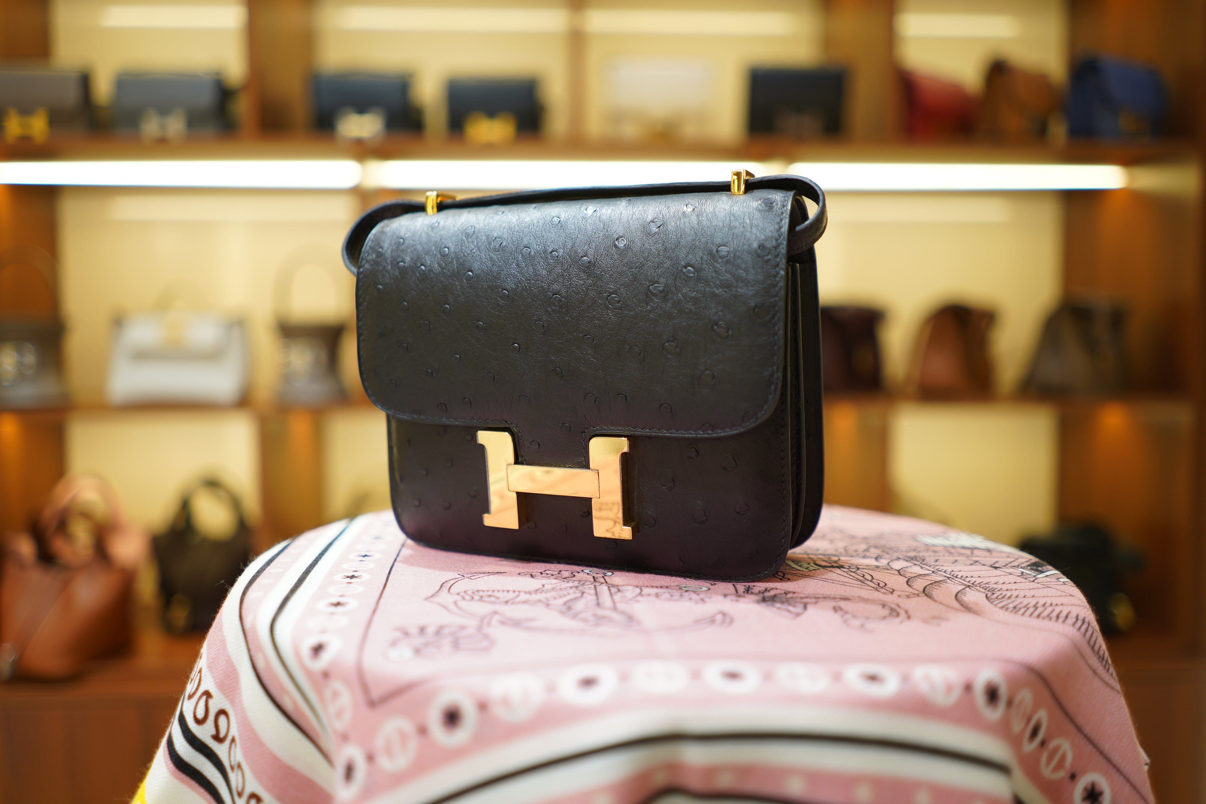Hermes | Constance – Ostrich Leather – Black – Gold Hardware