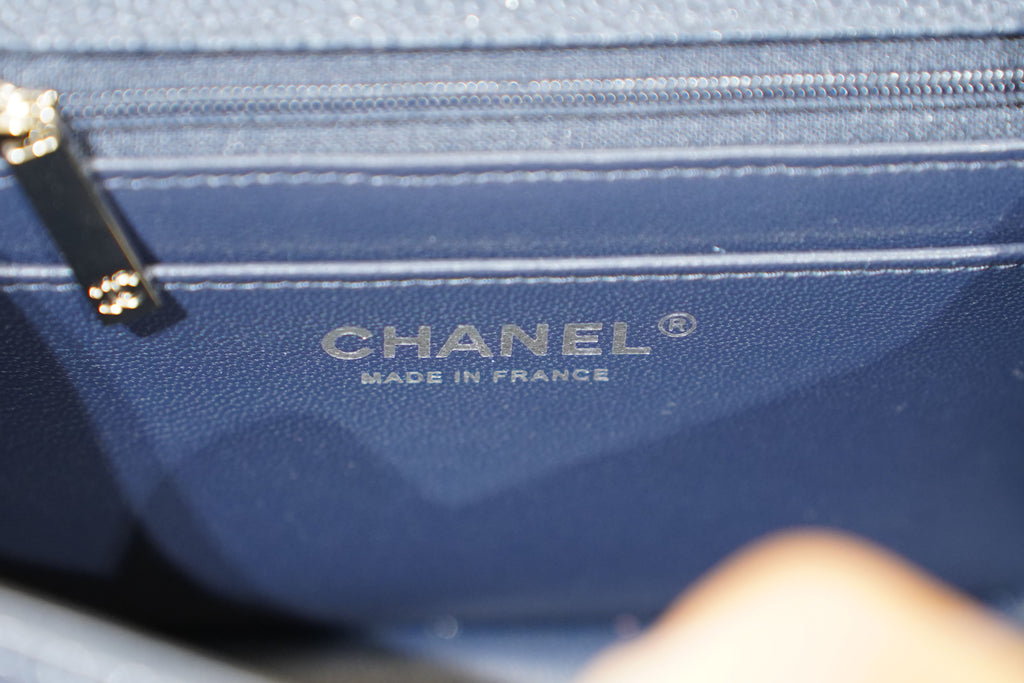 Chanel | Square Mini Flap Bag – Leather – Navy – Gold Hardware