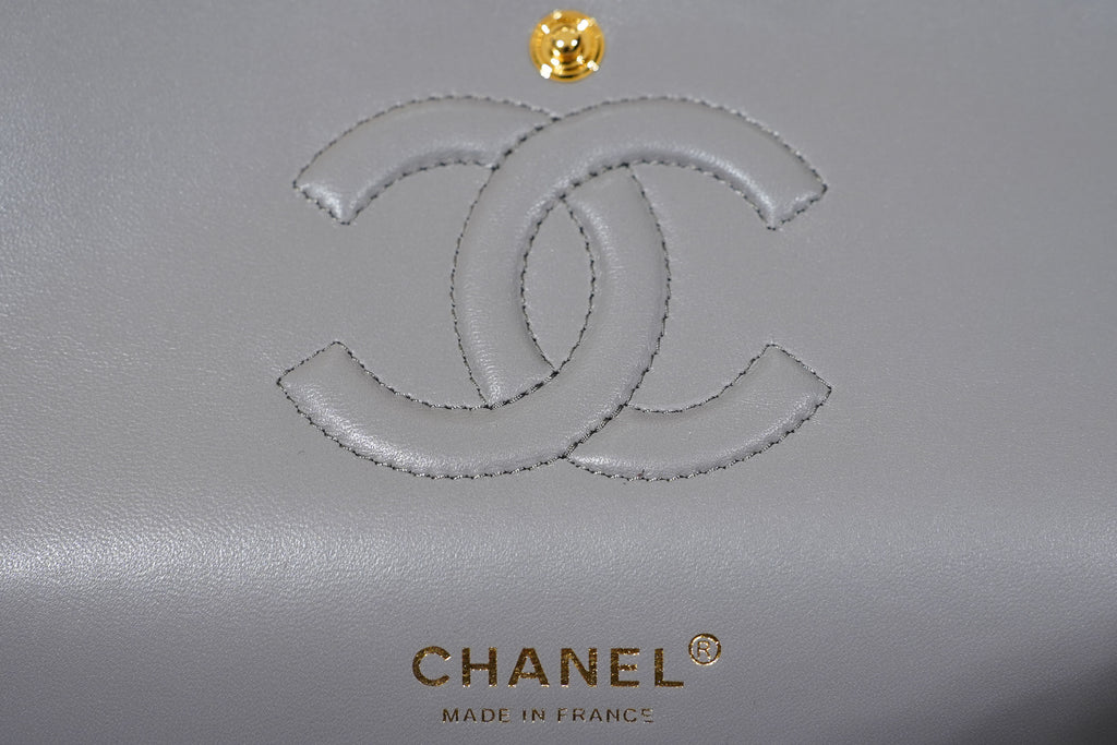 Chanel | Classic Flap Bag – Medium – Suede – Gray – Gold Hardware