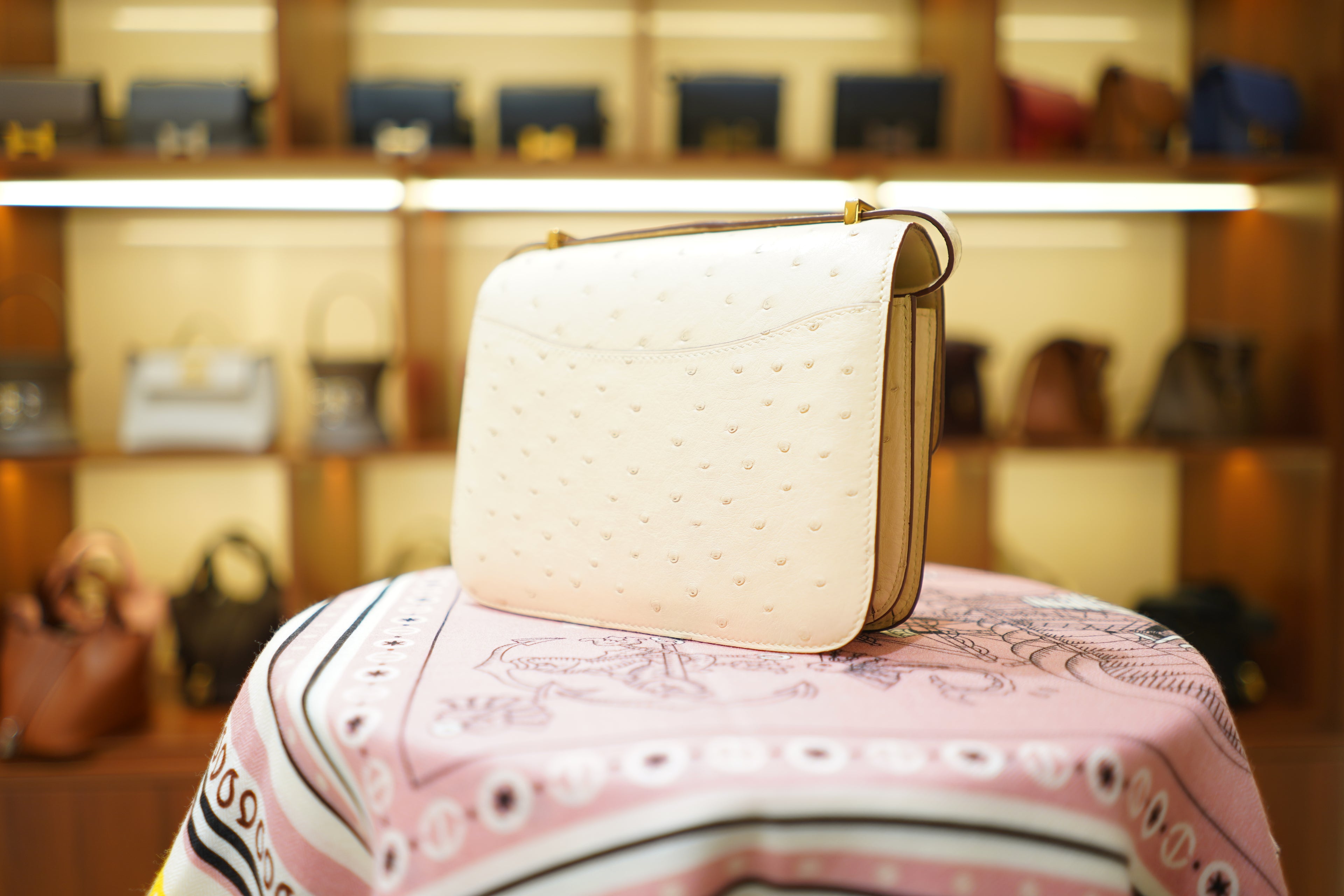 Hermes | Constance – Ostrich Leather – Cream – Gold Hardware