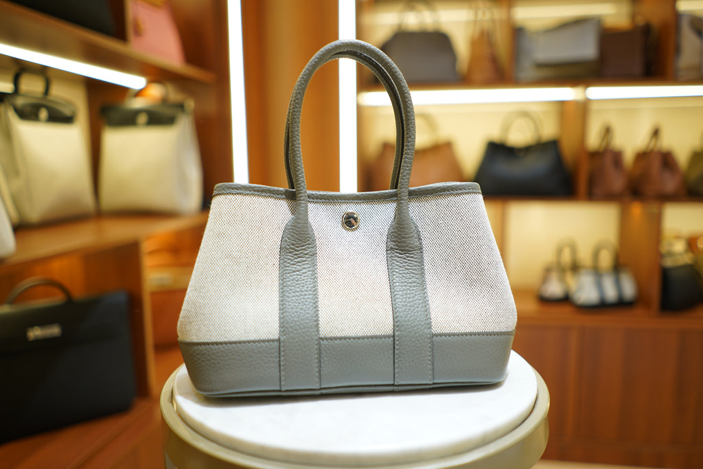 Hermes | Garden Party Mini – Canvas – Grey – Gold Hardware