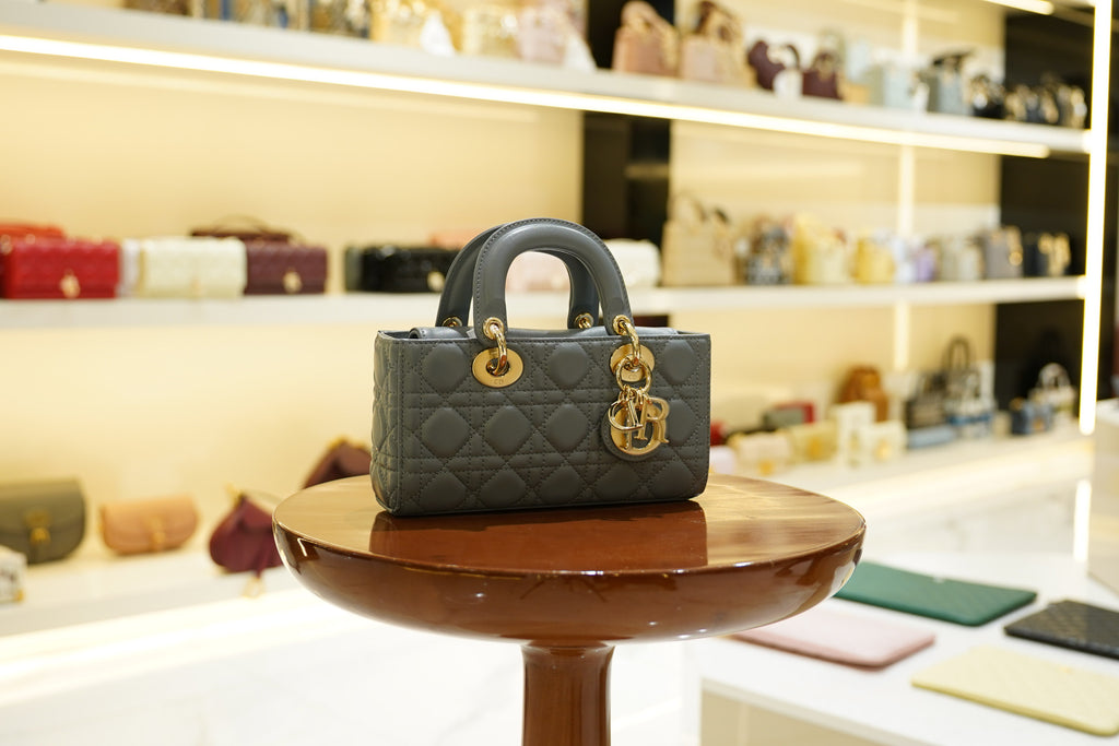 Dior | D-Joy Bag – Lambskin – Gray – Gold Hardware