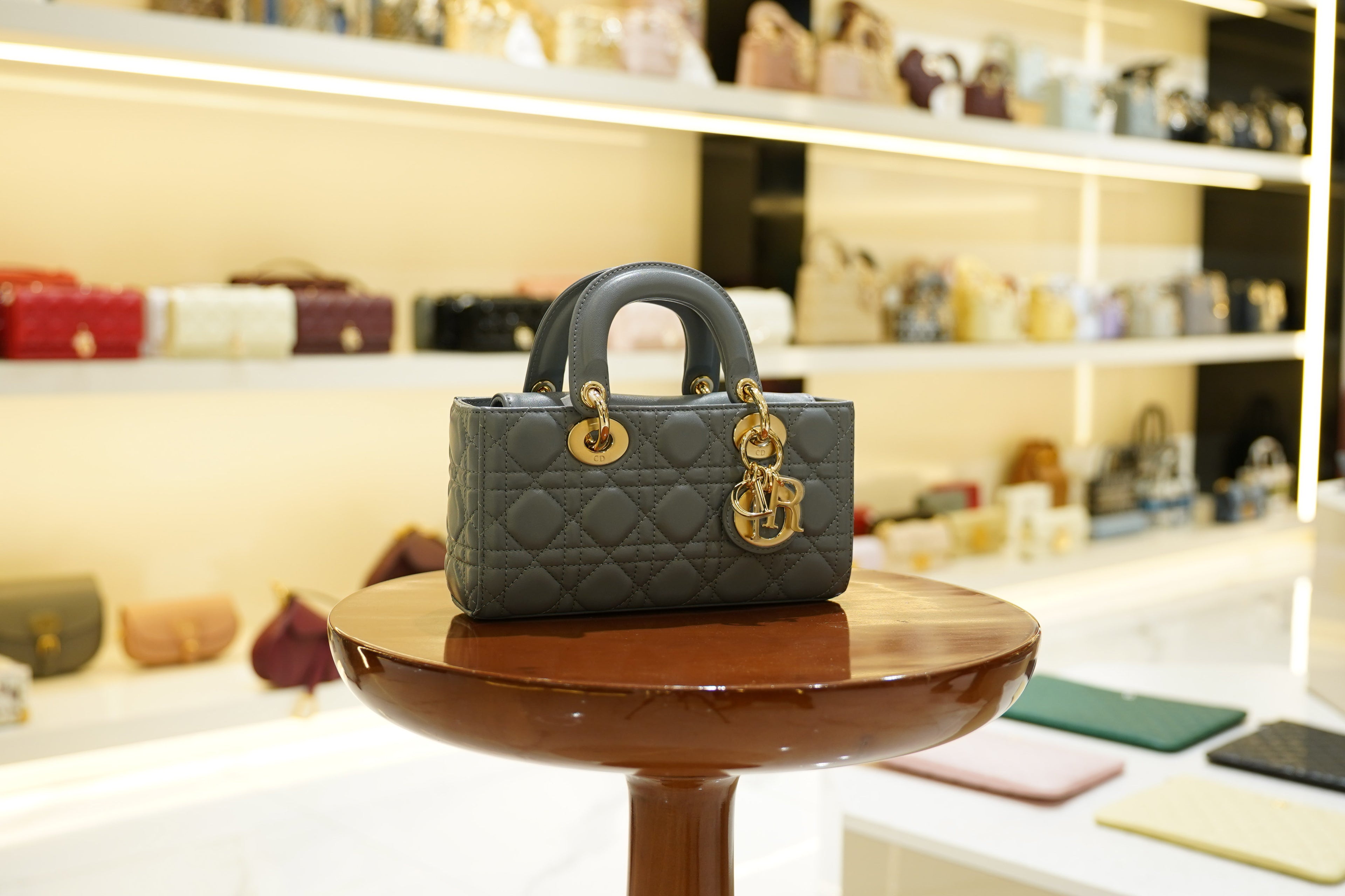 Dior | D-Joy Bag – Lambskin – Gray – Gold Hardware