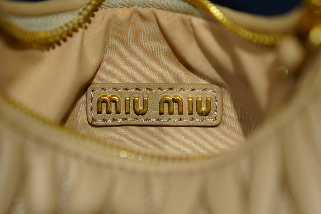 Miu Miu | Wander-Matelasse – Leather – Beige – Gold Hardware