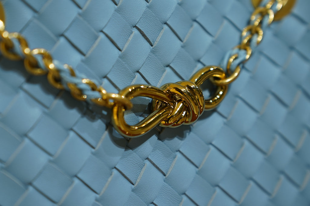 Bottega Veneta | Andiamo – Intrecciato – Light Blue – Gold Hardware