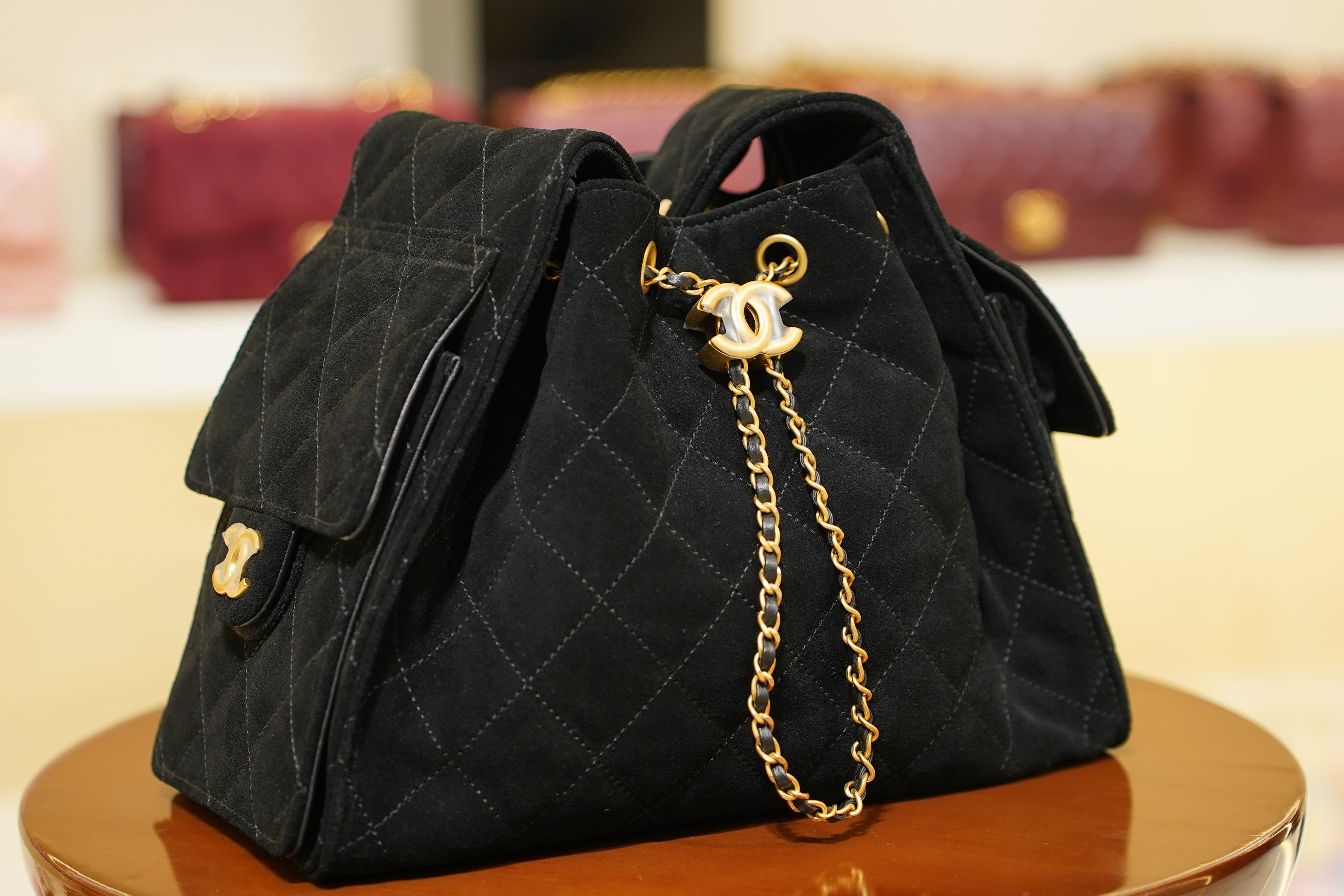 Chanel | 25 Small Handbag – Suede Leather – Black – Gold Hardware