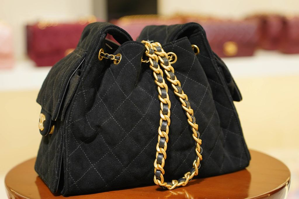 Chanel | 25 Small Handbag – Suede Leather – Black – Gold Hardware