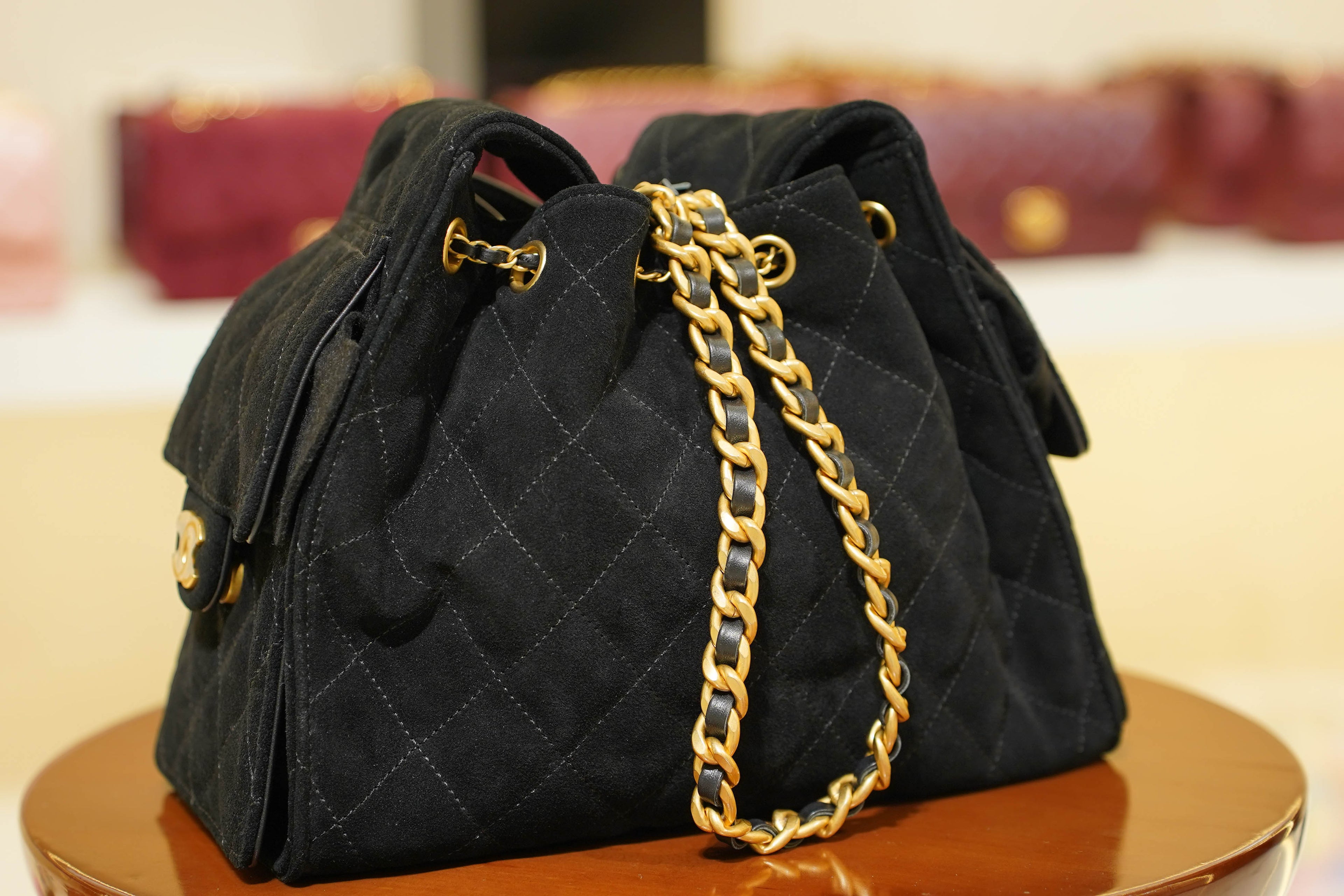 Chanel | 25 Small Handbag – Suede Leather – Black – Gold Hardware