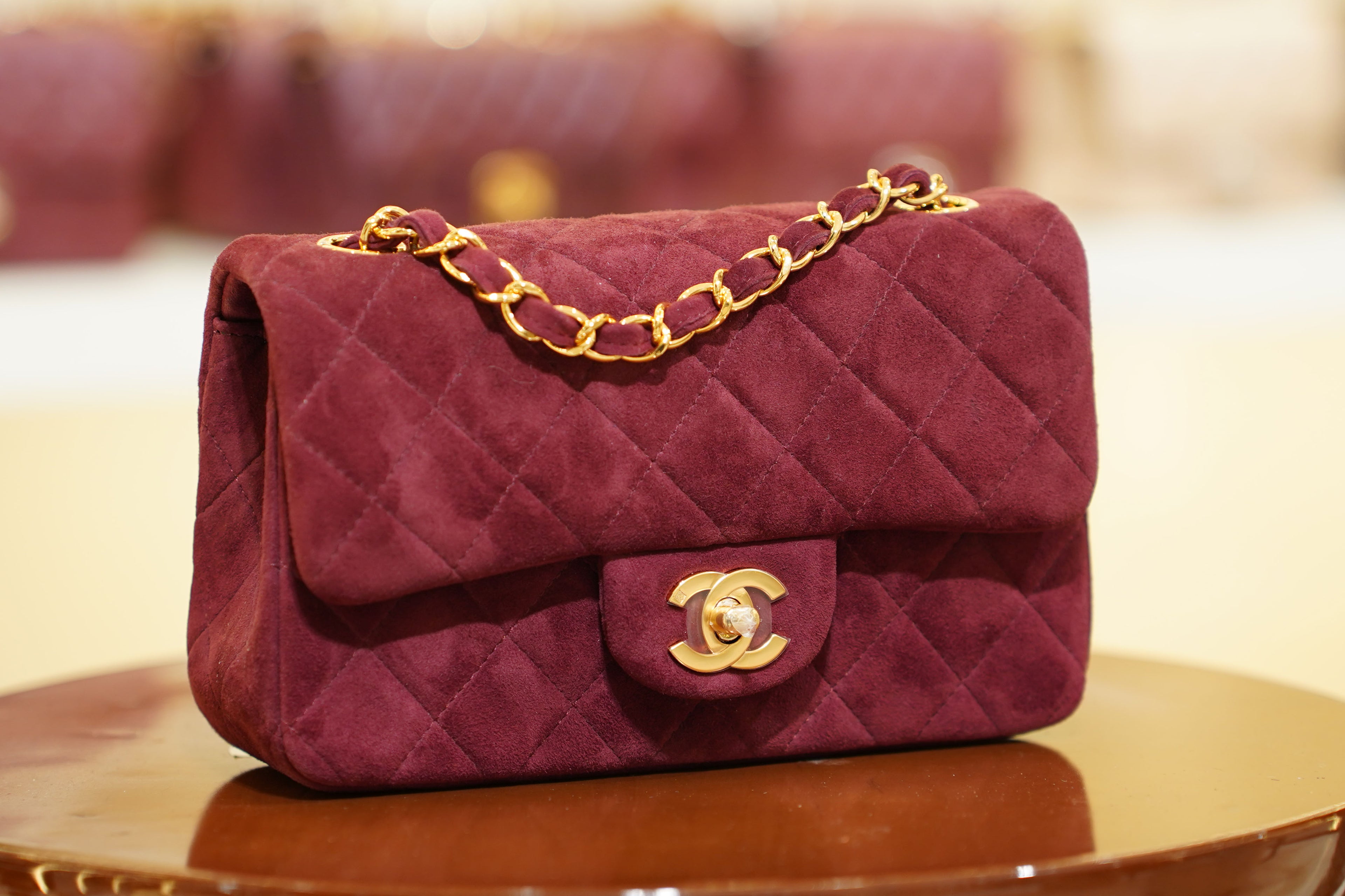 Chanel | Classic Flap Bag – Burgundy Suede – Gold Hardware
