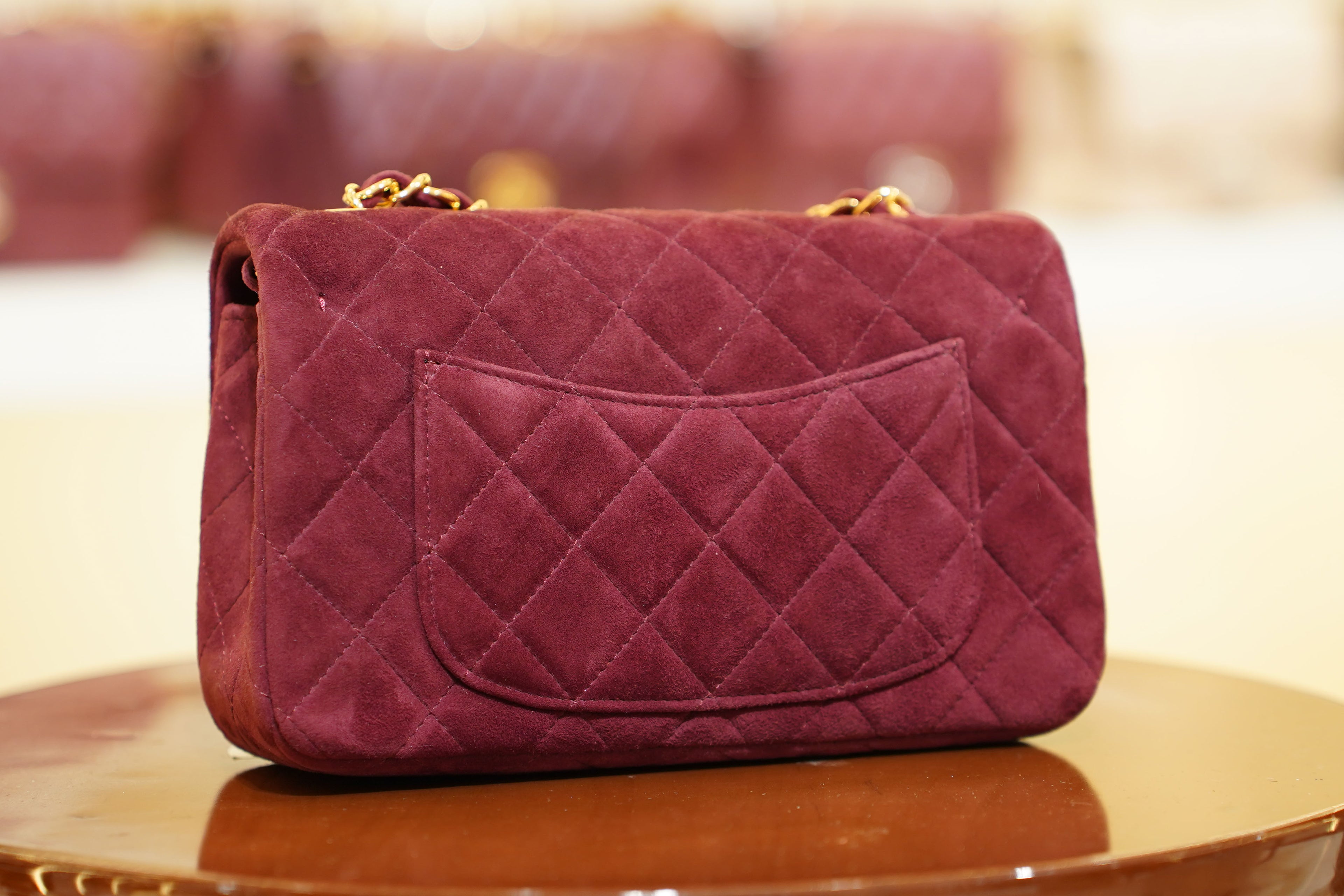 Chanel | Classic Flap Bag – Burgundy Suede – Gold Hardware