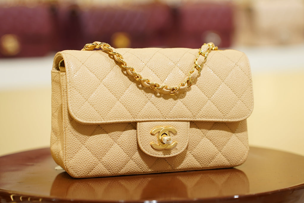 Chanel | Classic Flap Bag – Beige Caviar Leather – Gold Hardware