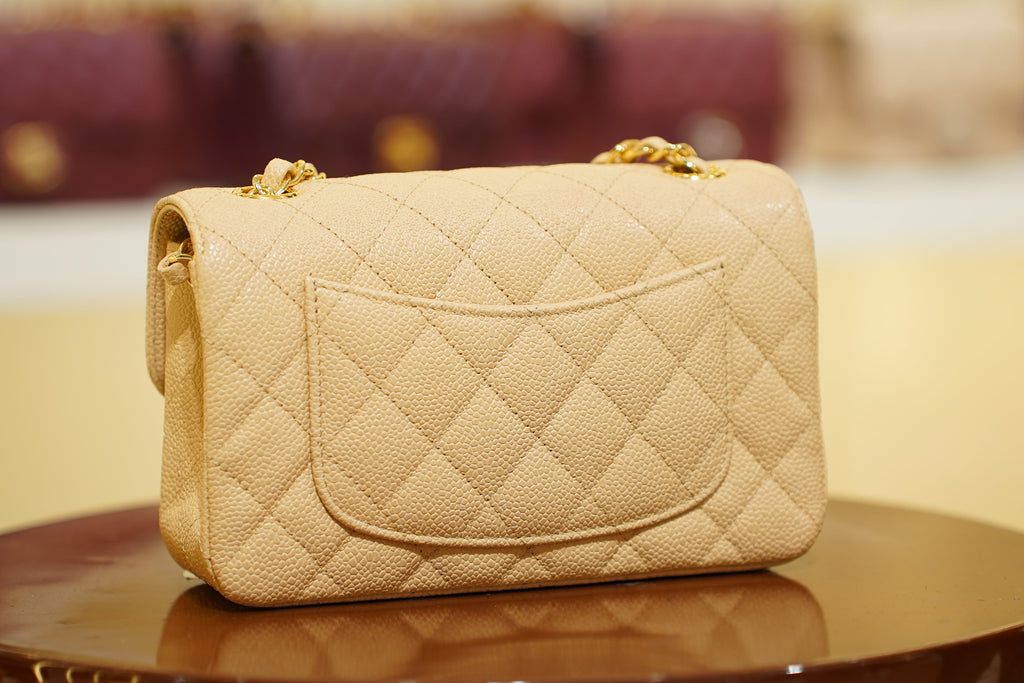 Chanel | Classic Flap Bag – Beige Caviar Leather – Gold Hardware
