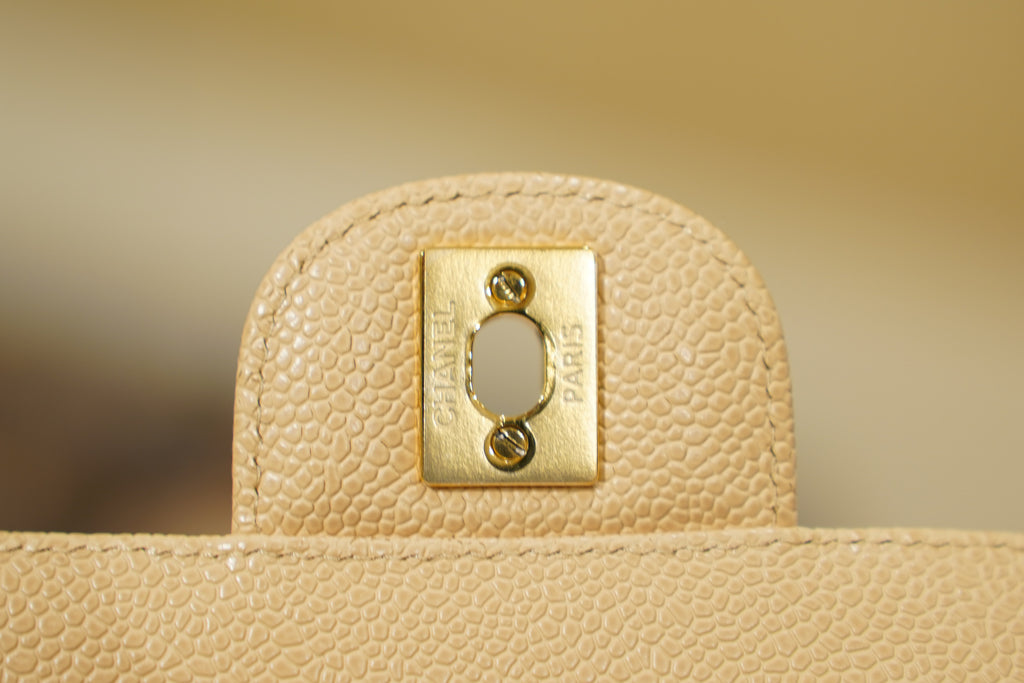Chanel | Classic Flap Bag – Beige Caviar Leather – Gold Hardware