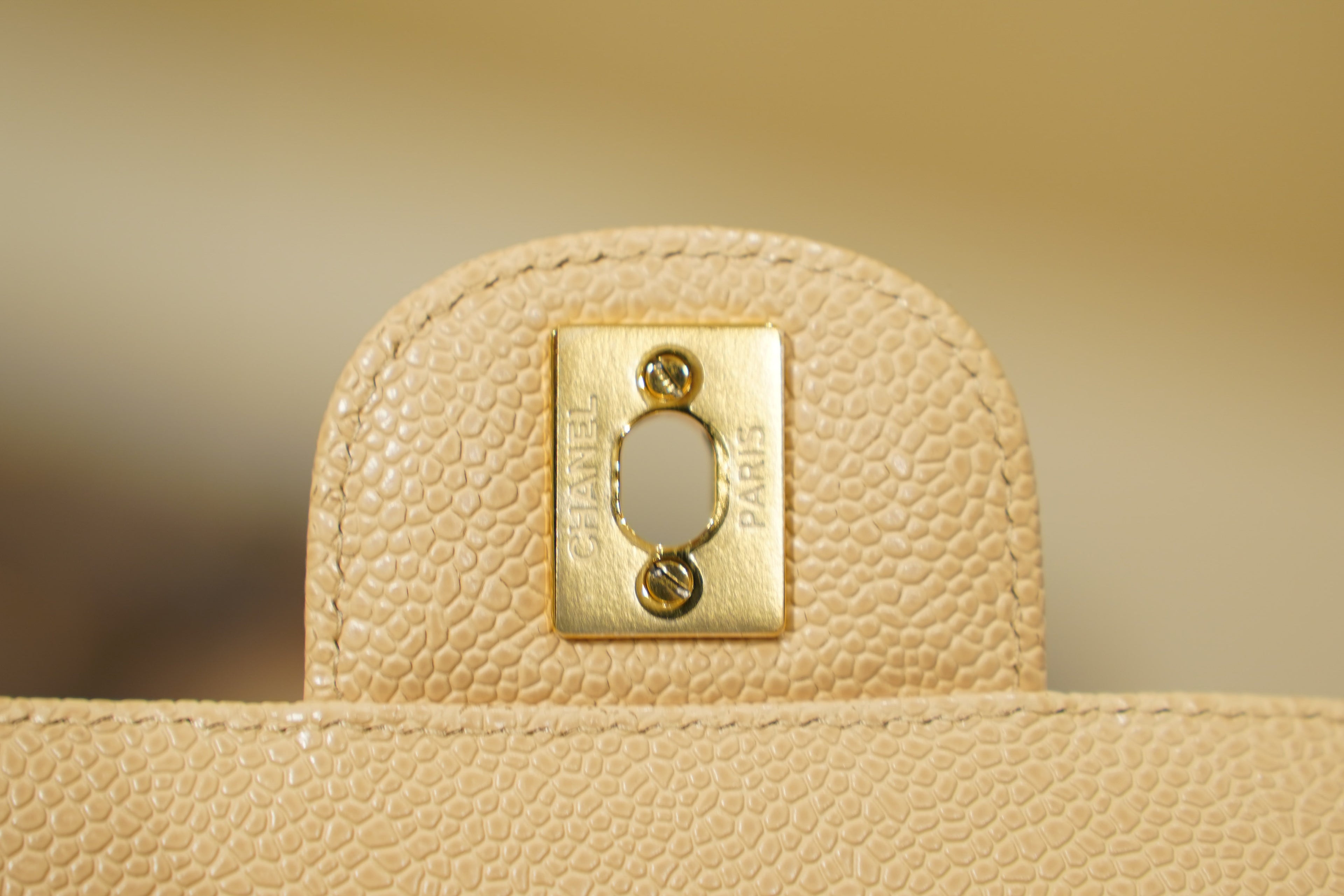 Chanel | Classic Flap Bag – Beige Caviar Leather – Gold Hardware