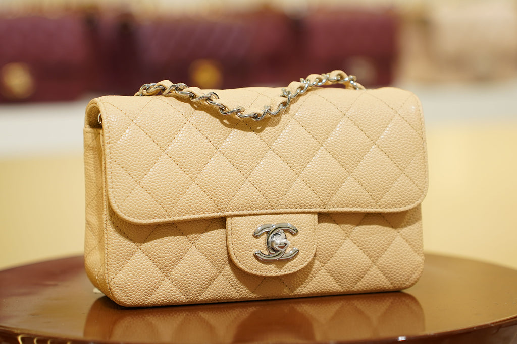 Chanel | Classic Flap Bag – Beige Caviar Leather – Silver Hardware