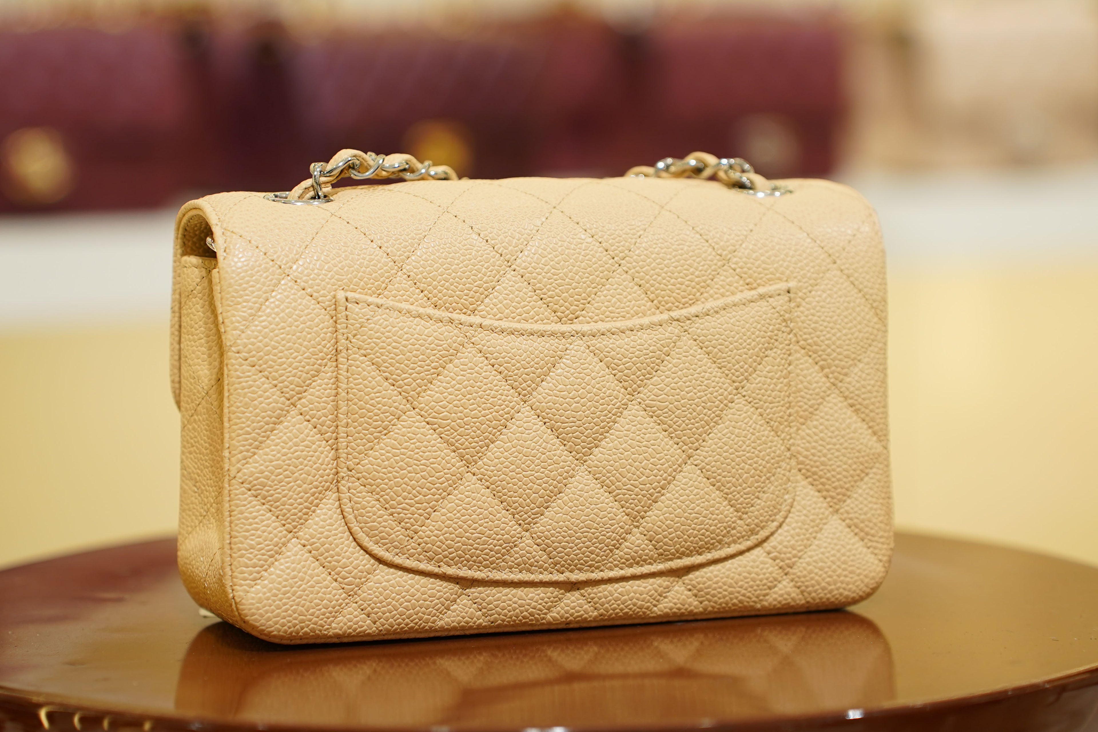 Chanel | Classic Flap Bag – Beige Caviar Leather – Silver Hardware