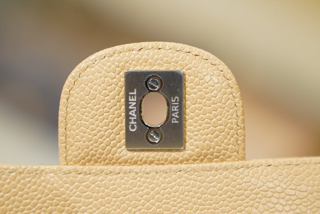 Chanel | Classic Flap Bag – Beige Caviar Leather – Silver Hardware